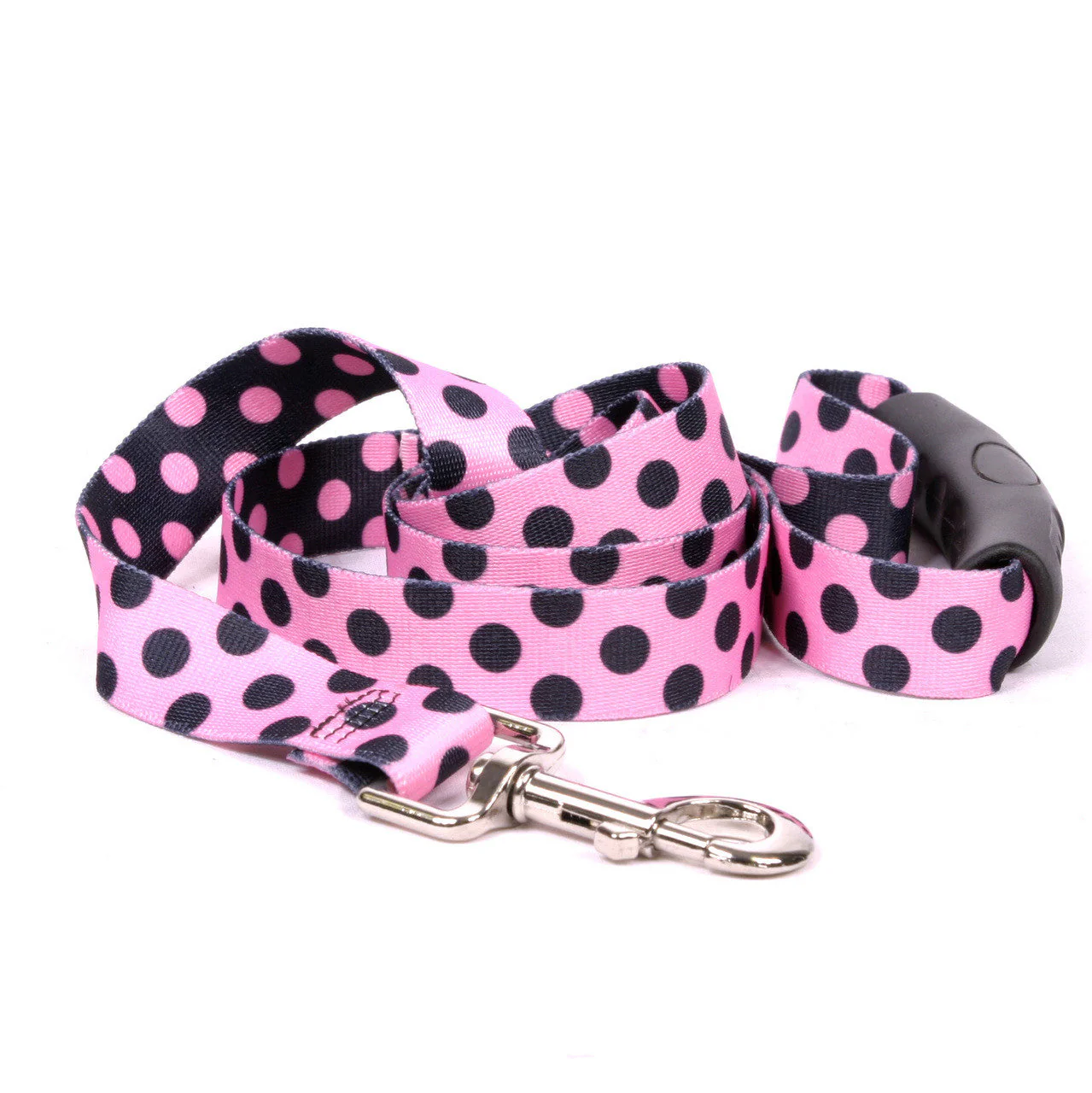 Pink and Black Polka Dot Dog Leash - Image 2