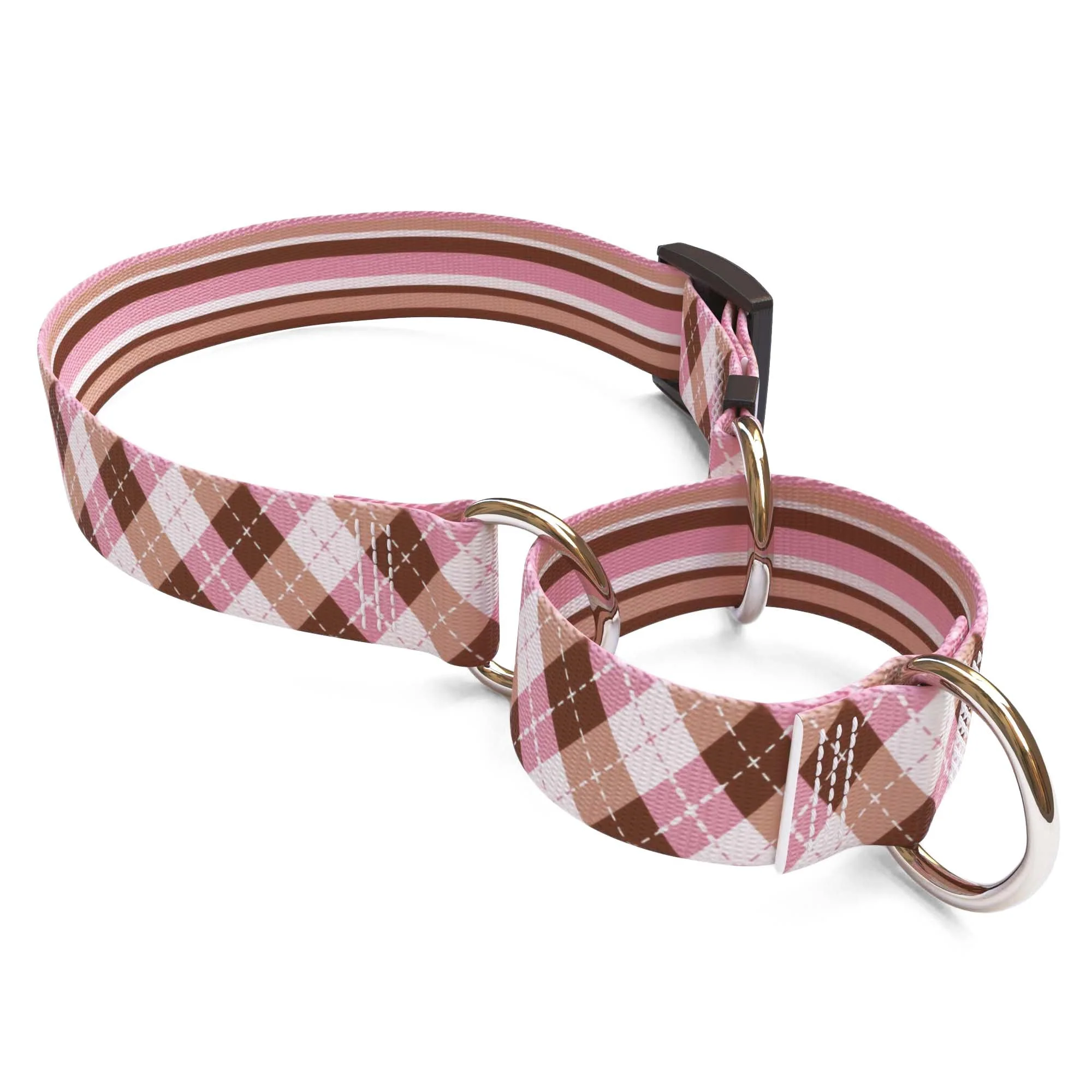 Pink and Brown Argyle Dog Collar - Image 3