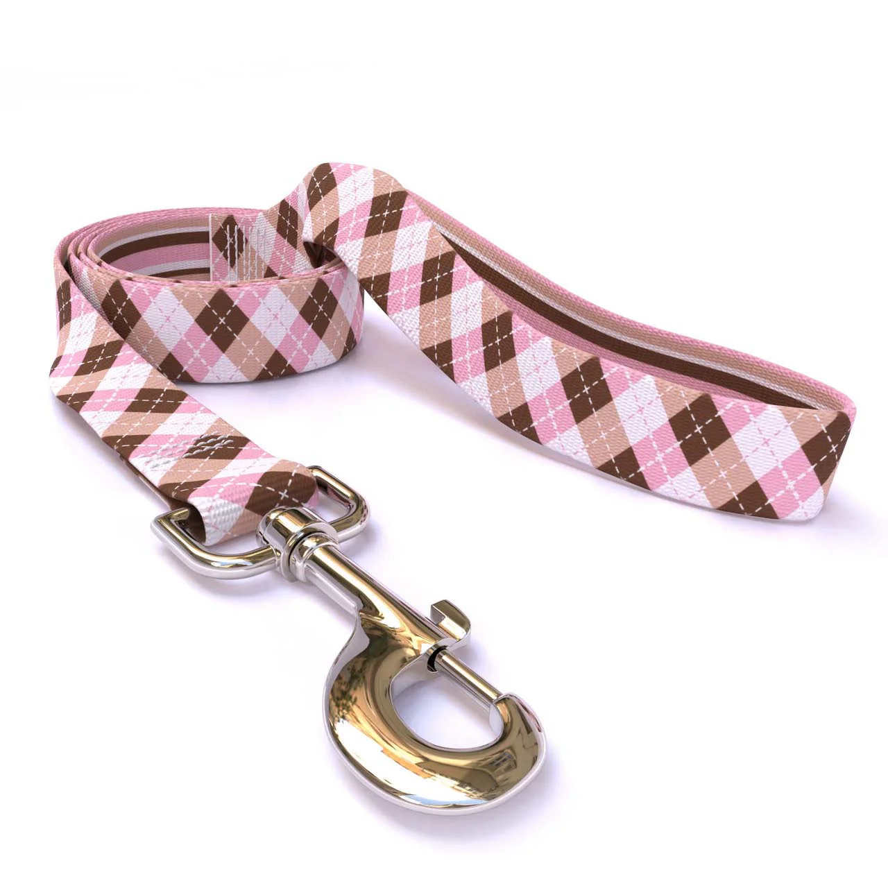 Pink and Brown Argyle Dog Leash - Image 2