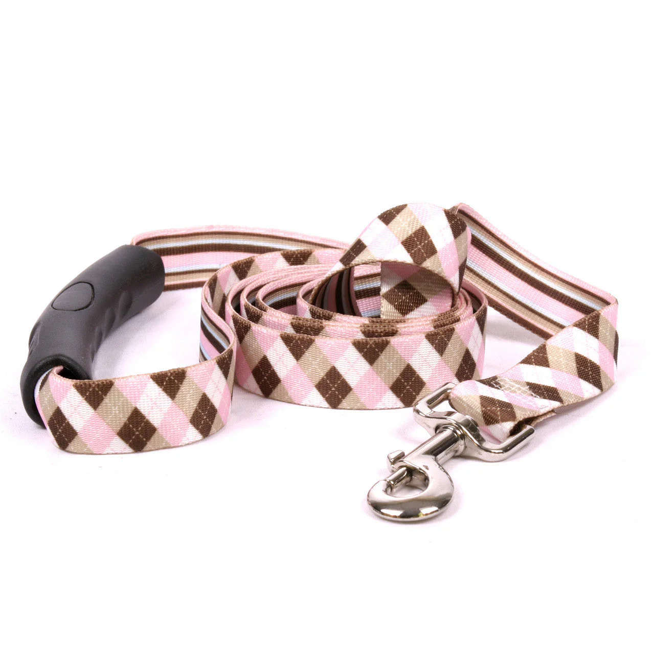 Pink and Brown Argyle Dog Leash - Image 3