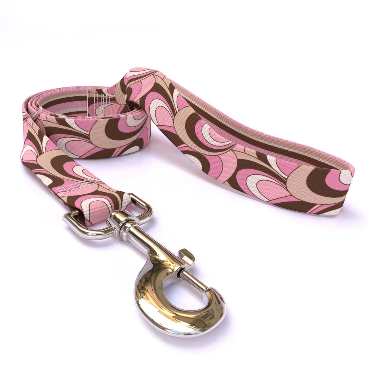 Pink and Brown Scallops with Stripes Dog Leash - Image 2