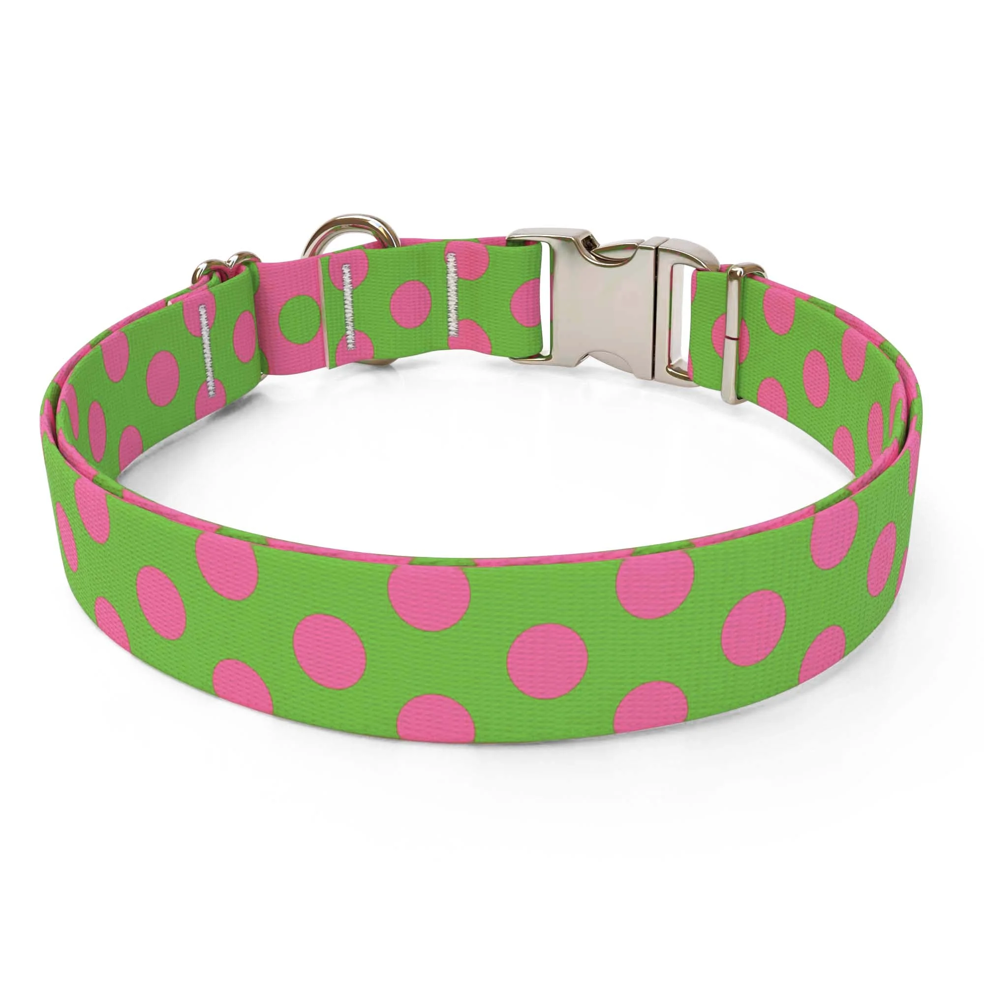 Pink and Green Polka Dot Dog Collar - Image 2