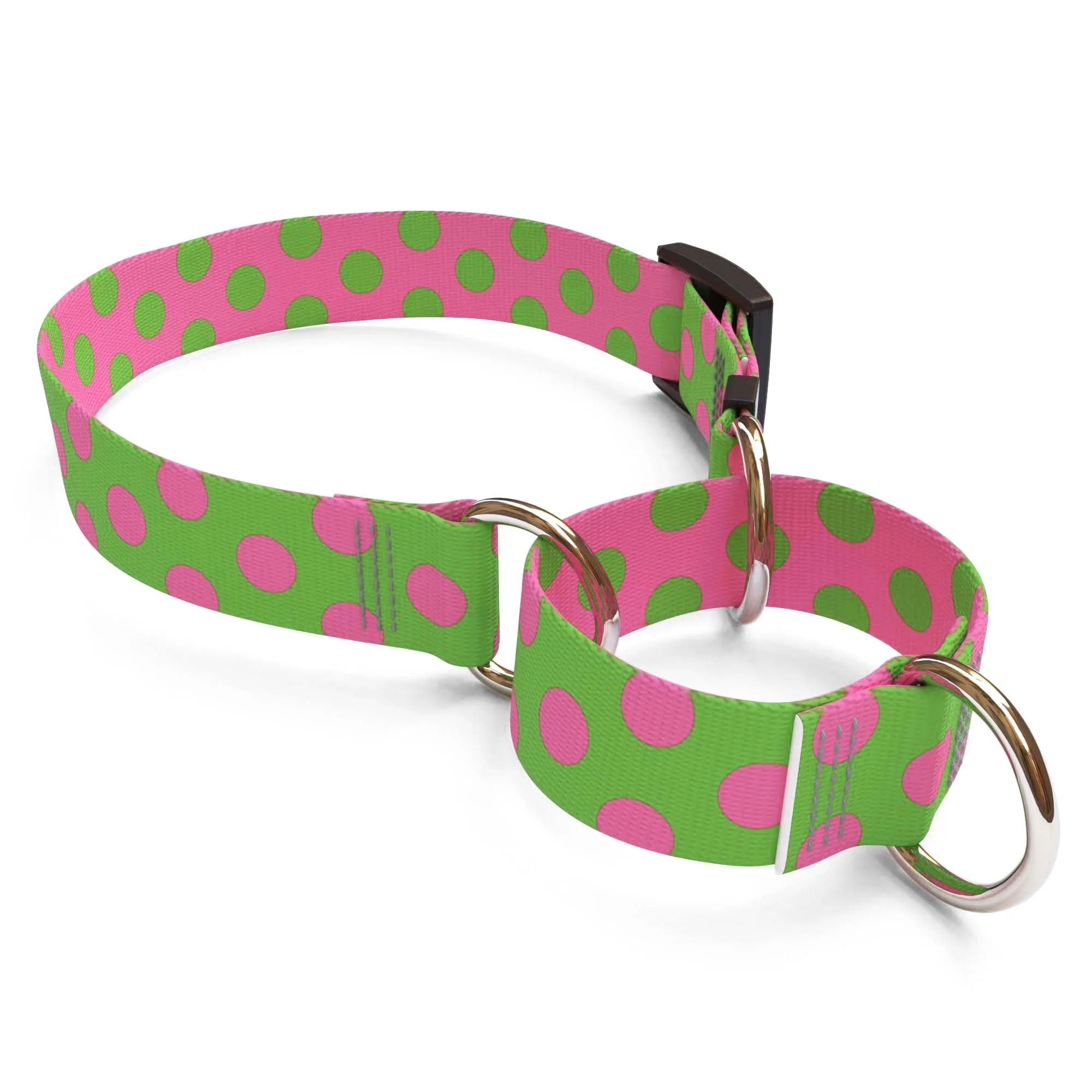 Pink and Green Polka Dot Dog Collar - Image 3