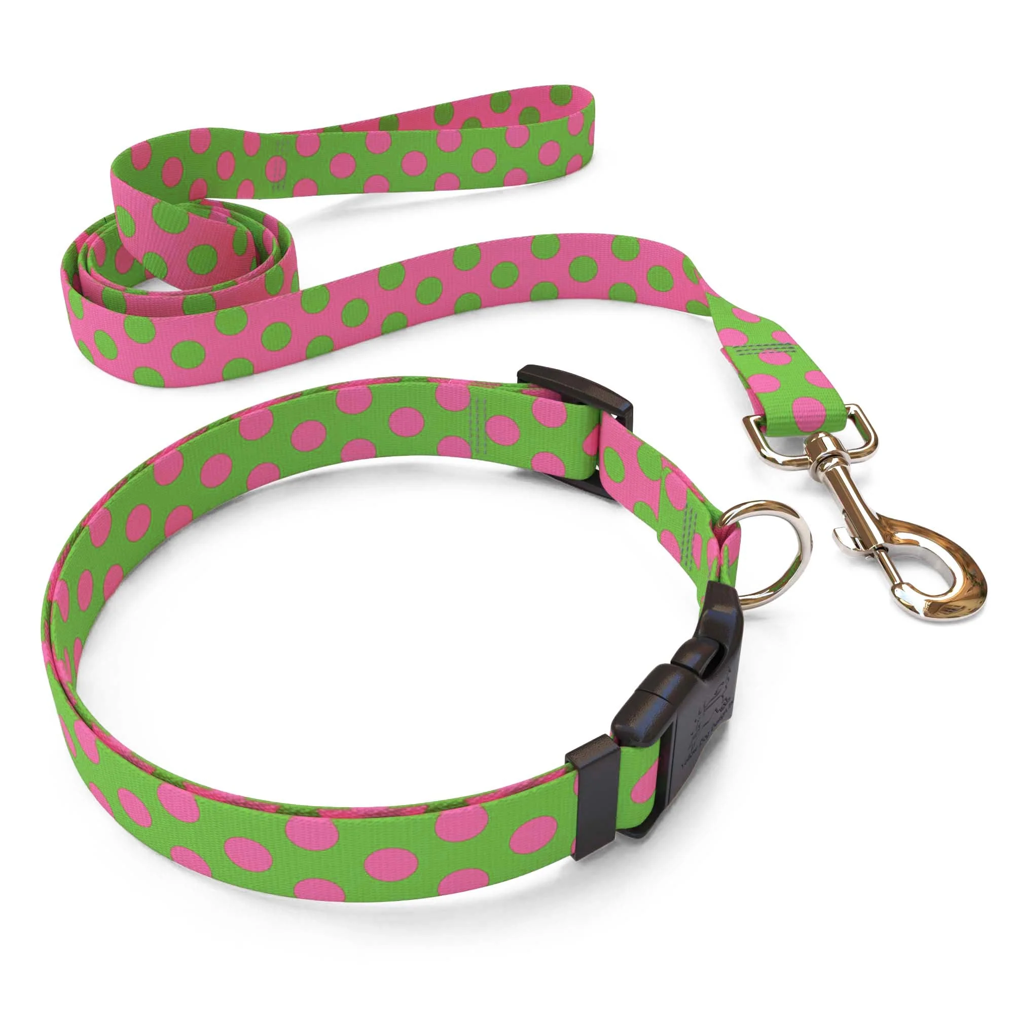 Pink and Green Polka Dot Dog Collar - Image 4