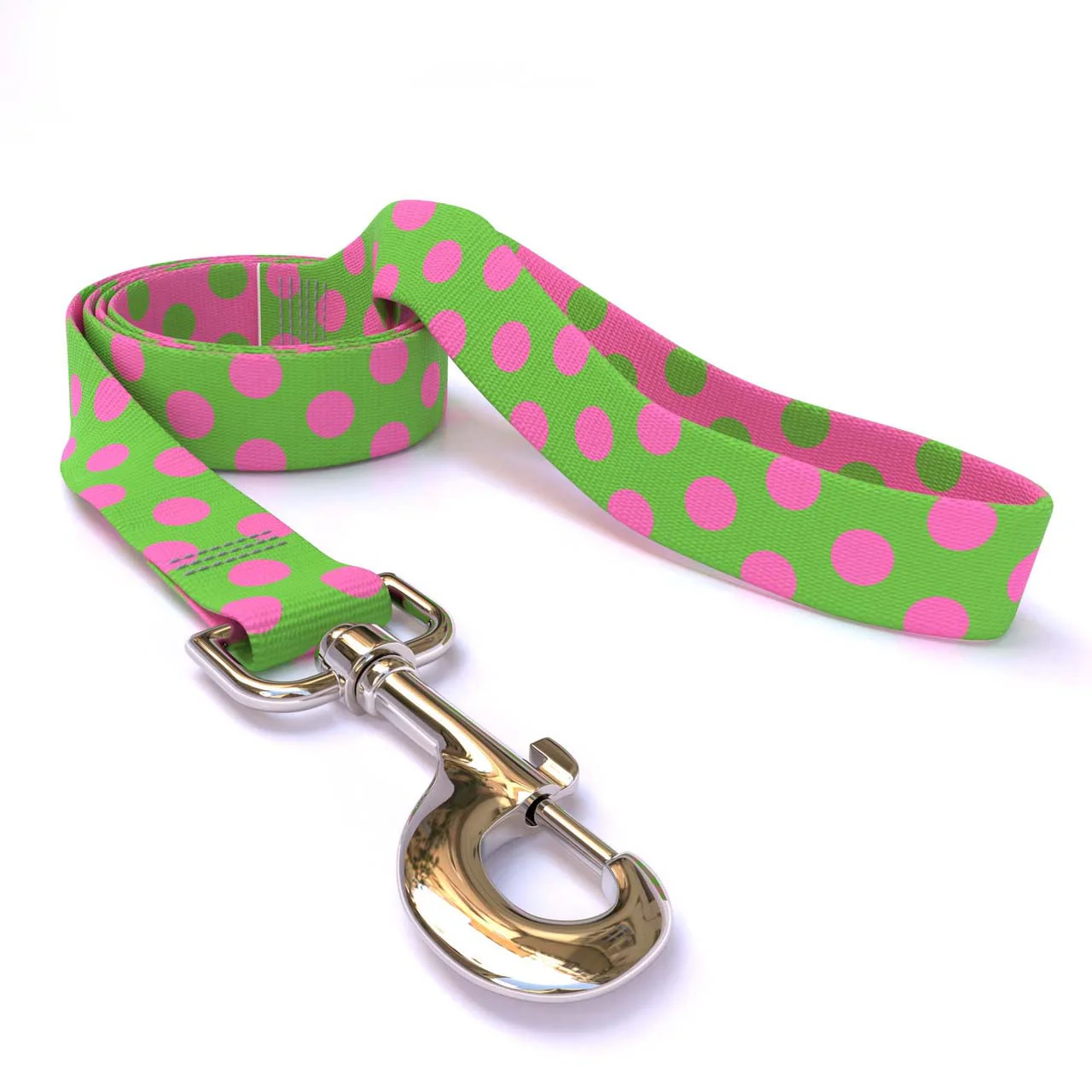 Pink and Green Polka Dot Dog Leash - Image 2