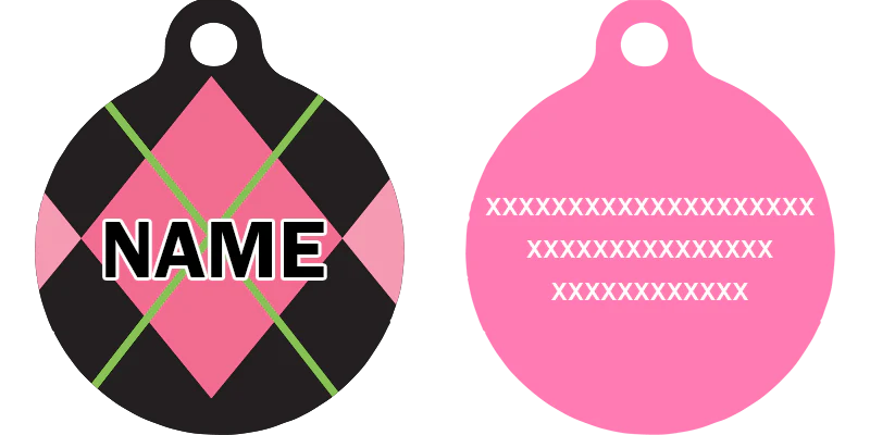 Pink Argyle HD Dog ID Tag - Image 2