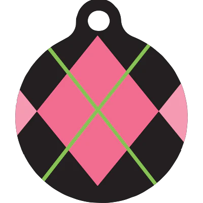 Pink Argyle HD Dog ID Tag - Image 3