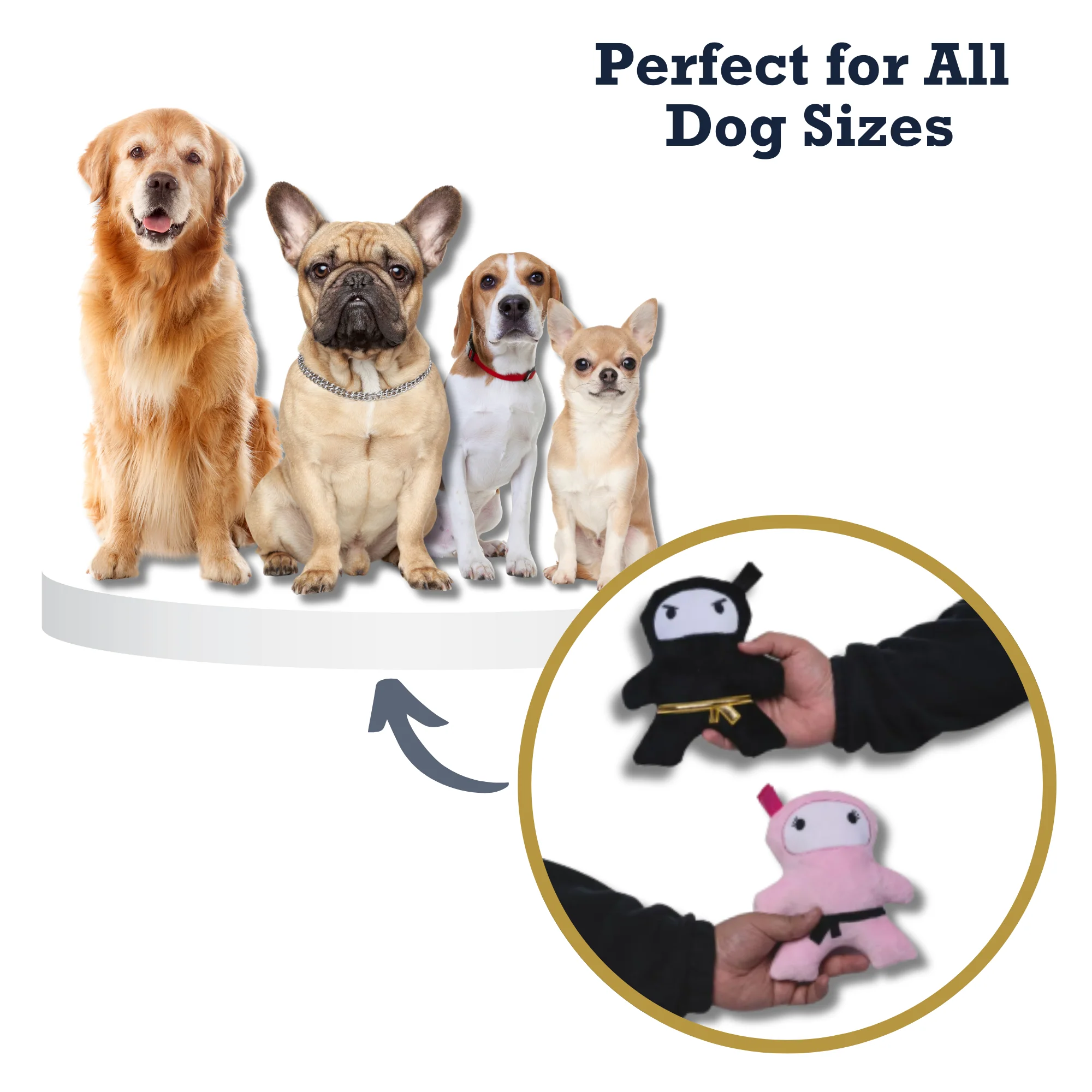 Pink & Black Ninja Love Plush Dog Toy Gift Set – with Squeaker & Crinkle Paper for Fun Play - Image 7
