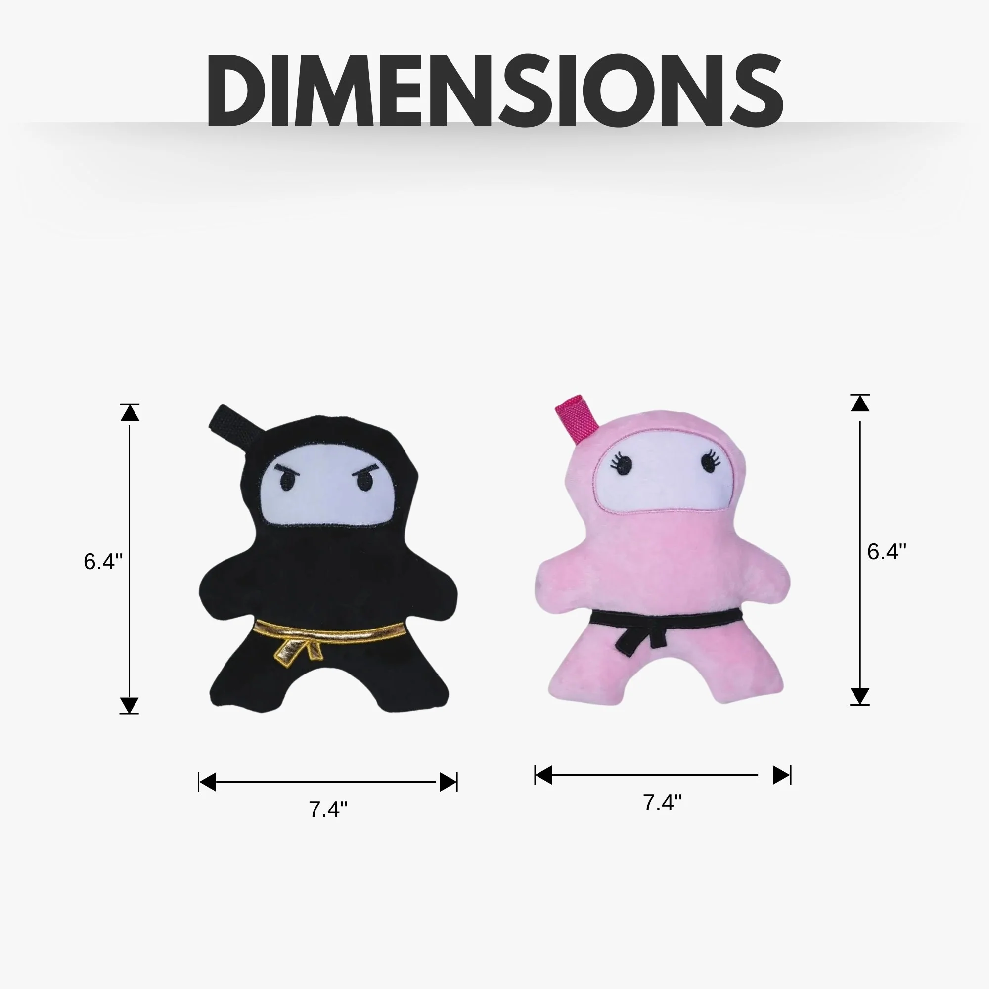 Pink & Black Ninja Love Plush Dog Toy Gift Set – with Squeaker & Crinkle Paper for Fun Play - Image 8