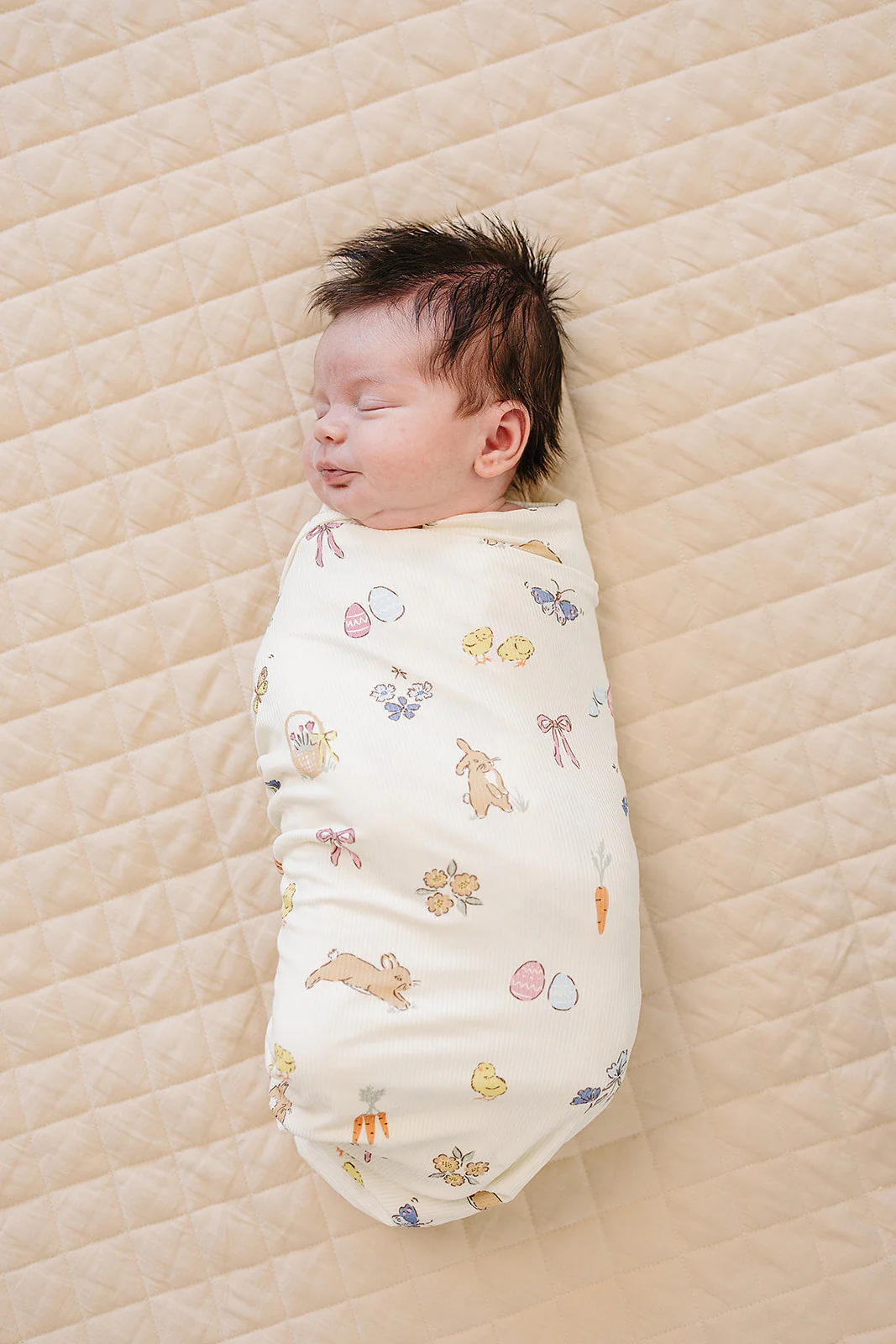 Pink Bunny Ribbed Bamboo Stretch Swaddle - Image 2