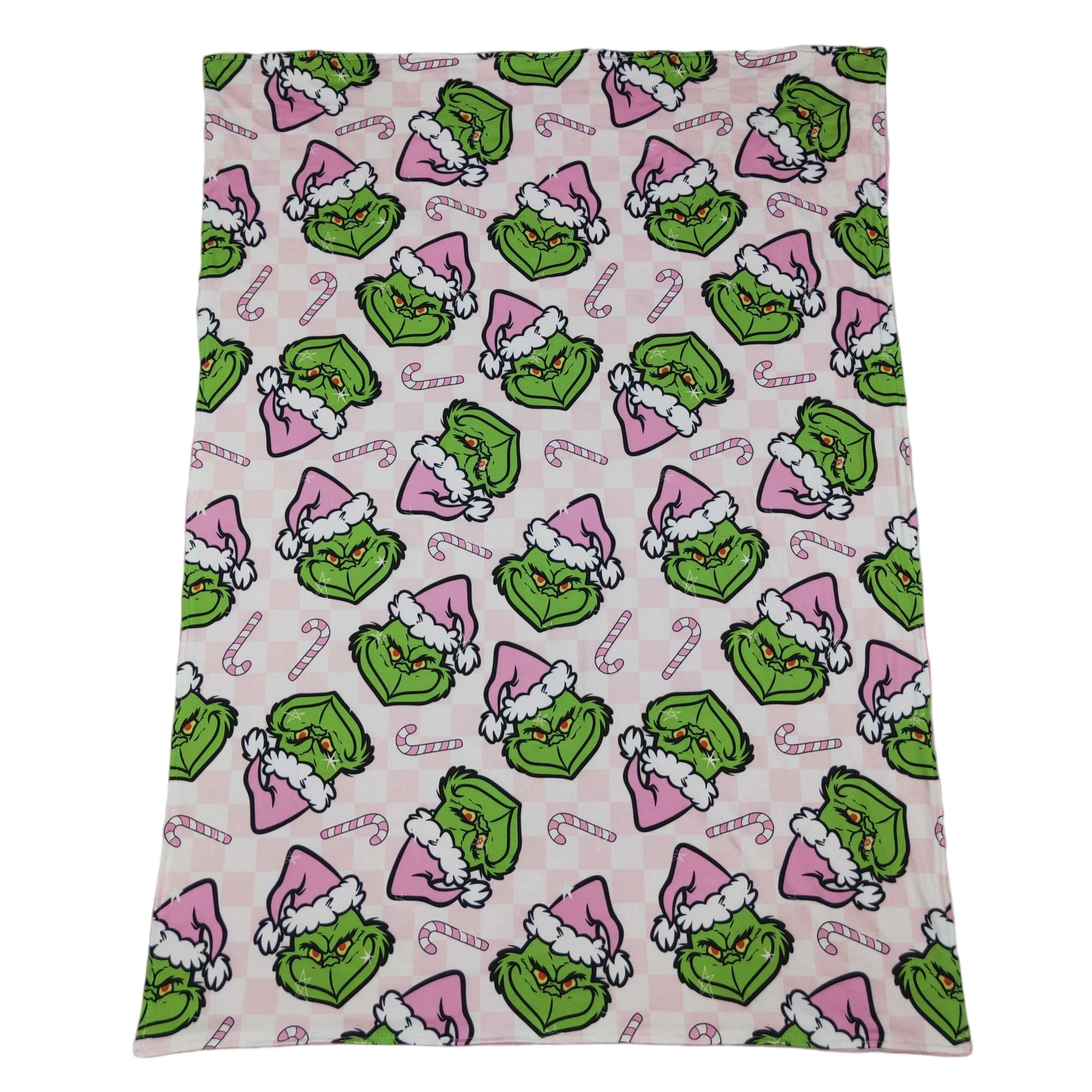 Pink candy cane green face baby girls Christmas blanket - Image 2