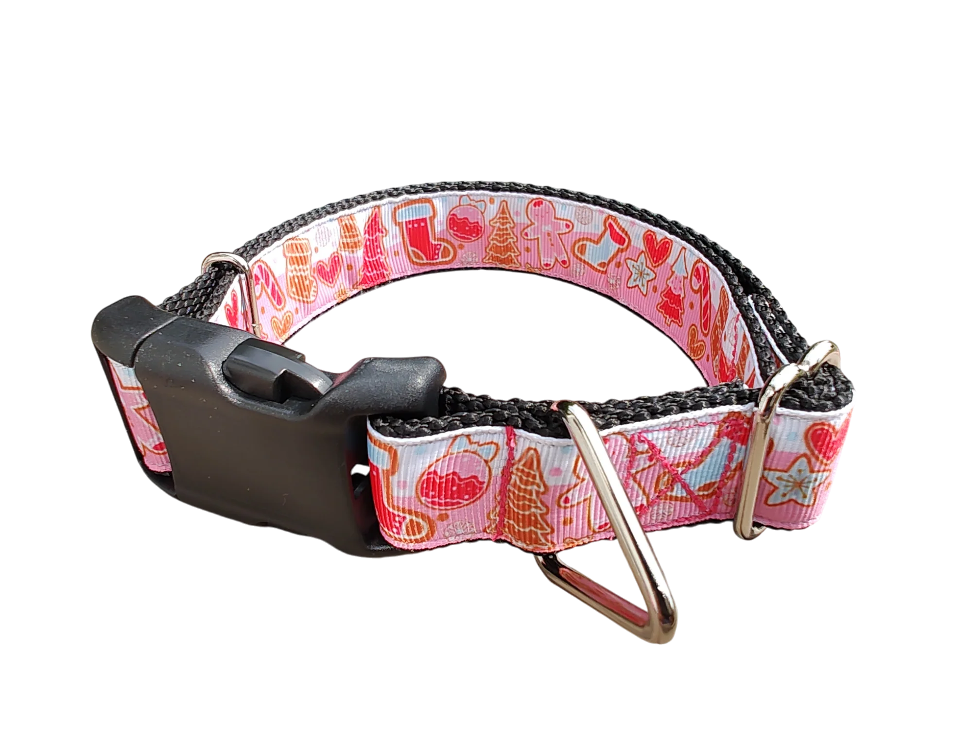Pink Christmas Cookies Nylon Dog Collar - Image 2