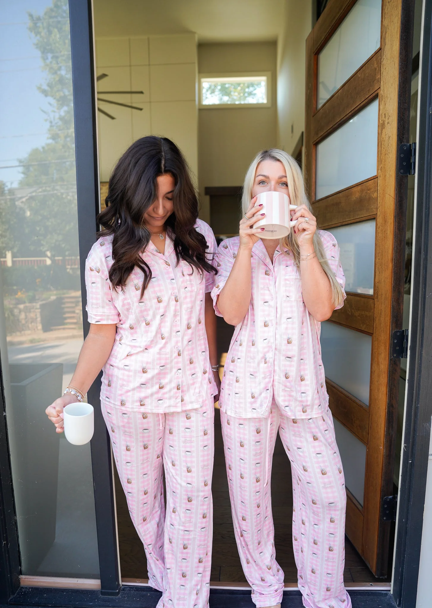Pink Coffee - Short Sleeve + Pant Pajama Set - Image 14