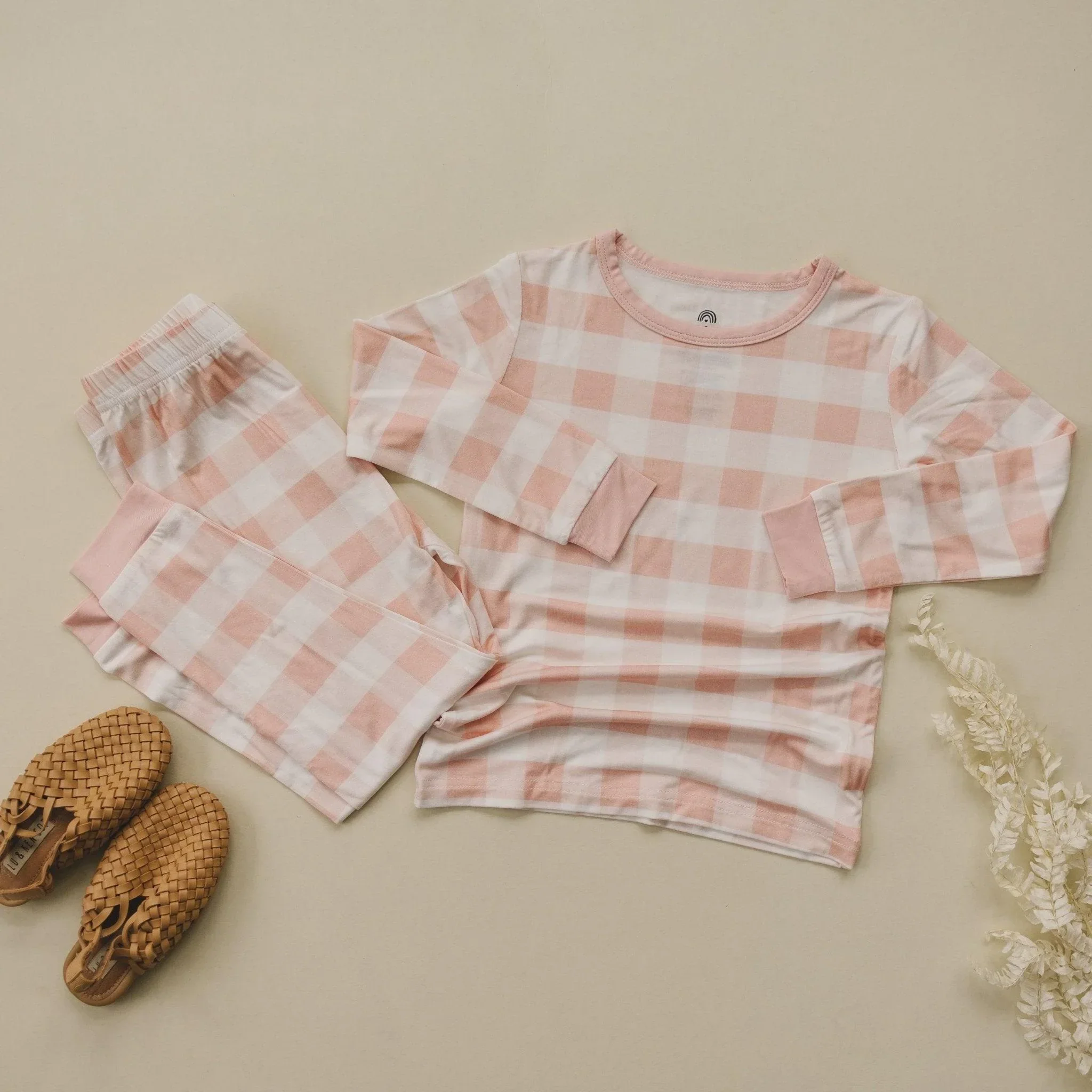 Pink Gingham 2pc Bamboo Pajamas - Image 2