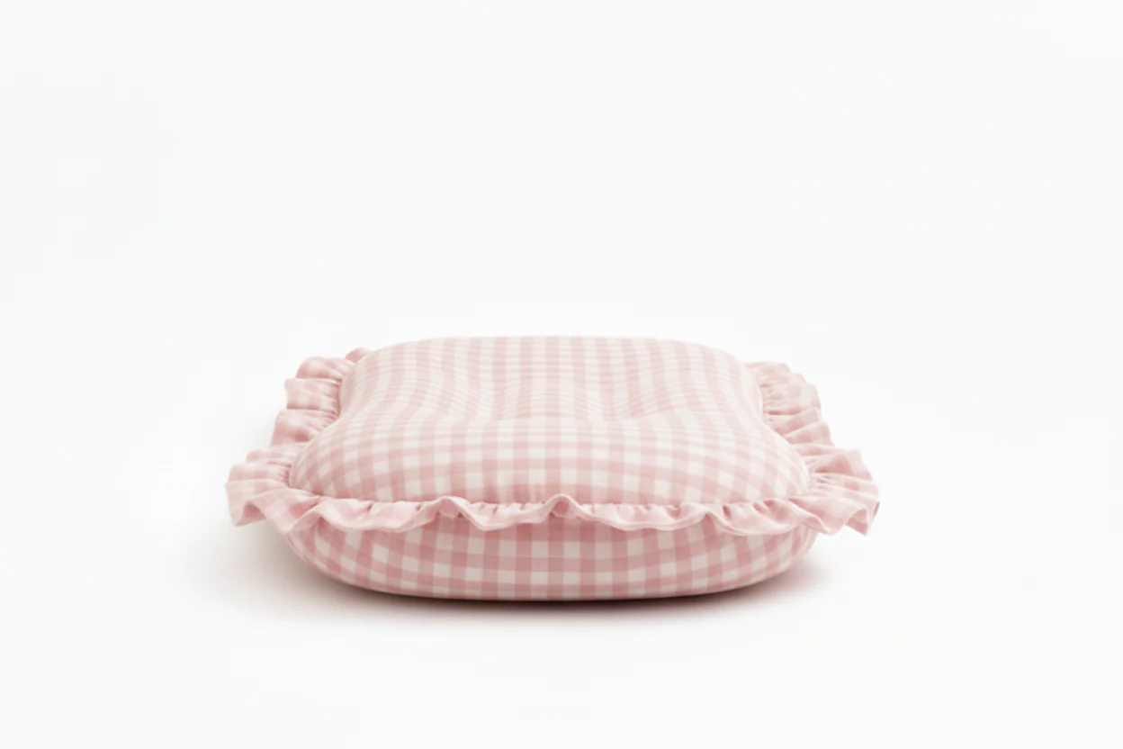 Pink Gingham Ruffle Baby Lounger Cover - Image 2