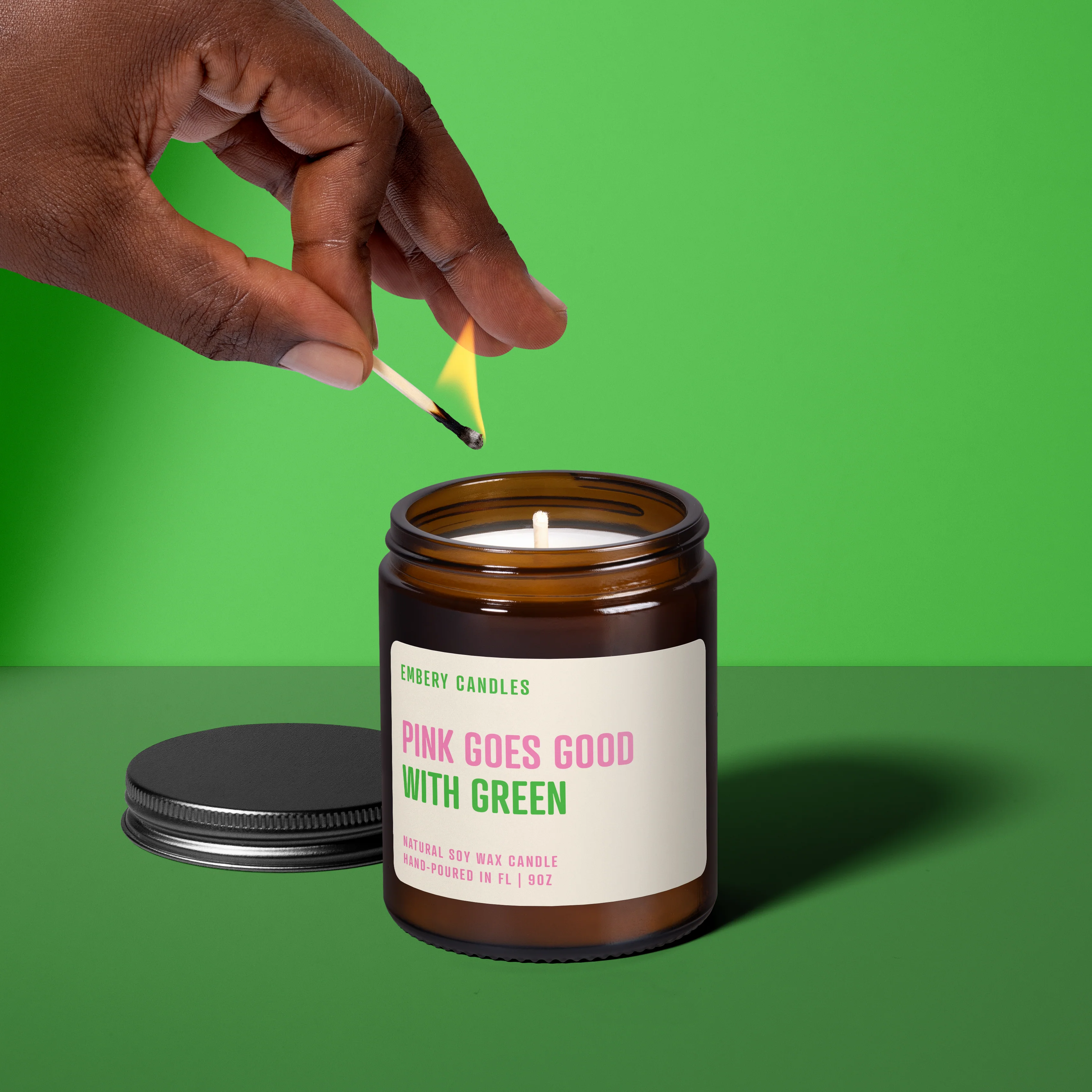Pink Goes Good with Green | Soy Wax Scented Candle - Image 2
