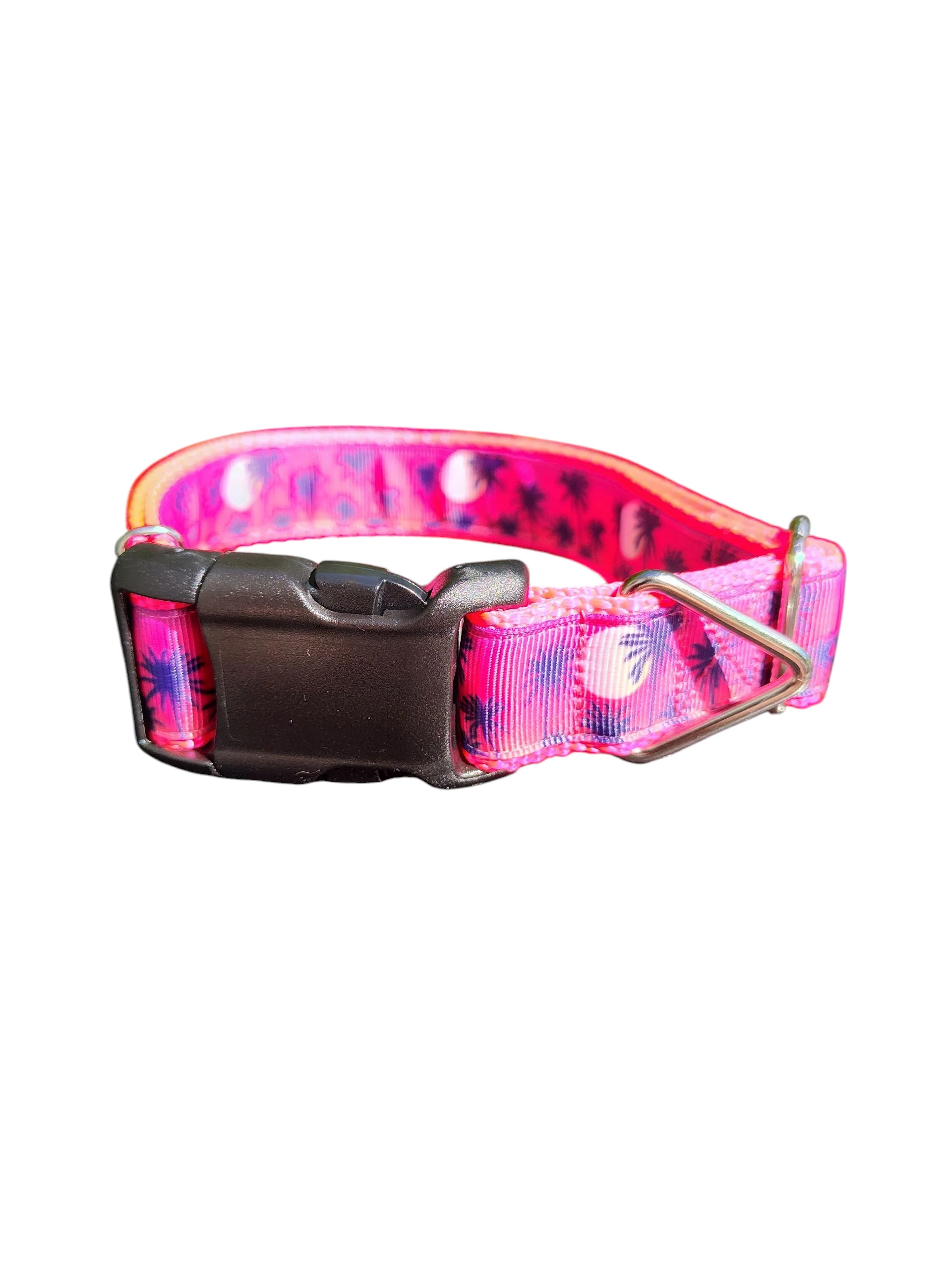 Pink Palm Trees Nylon Dog Collar - Image 2