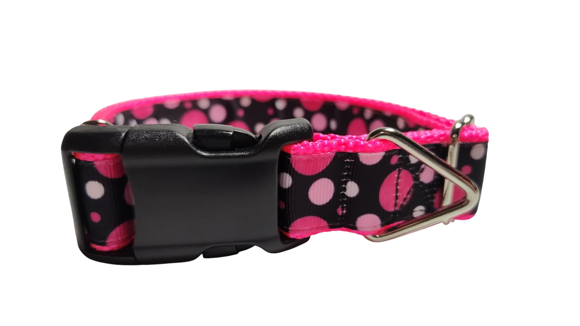 Pink Polka Dots Pattern Nylon Dog Collar - Image 3