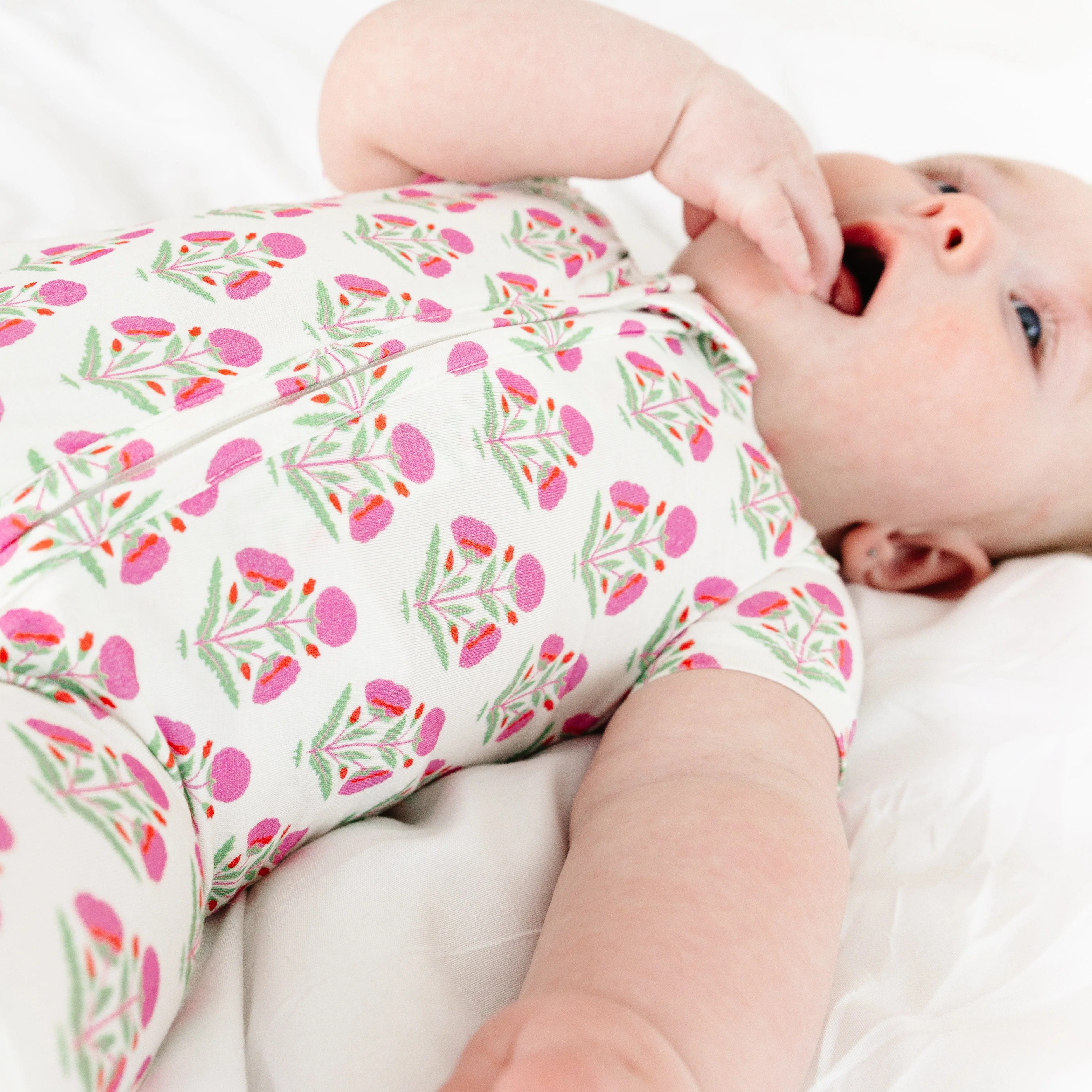 Pink Posy Short Sleeve & Shorts Bamboo Sleeper - Image 3