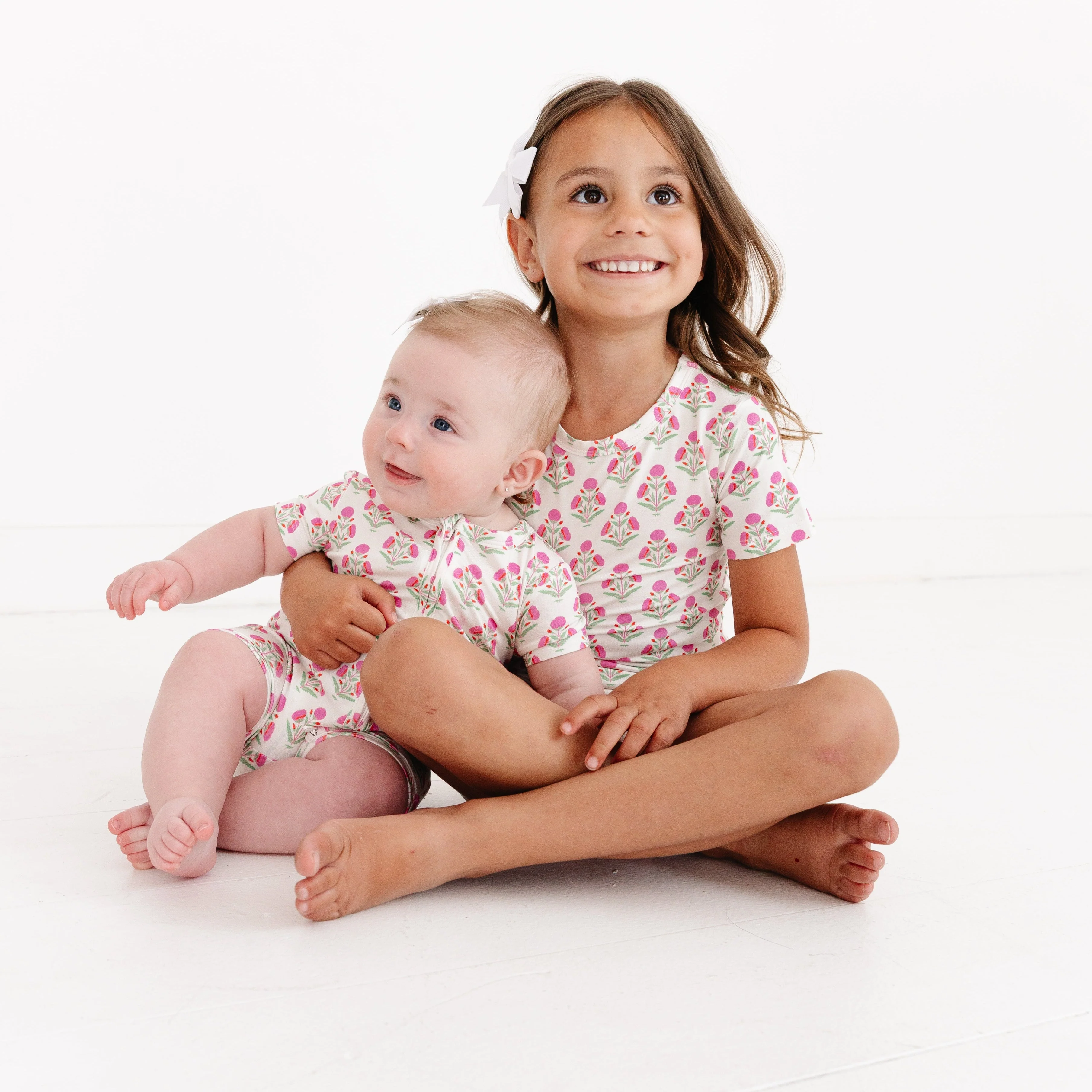Pink Posy Short Sleeve & Shorts Bamboo Sleeper - Image 4