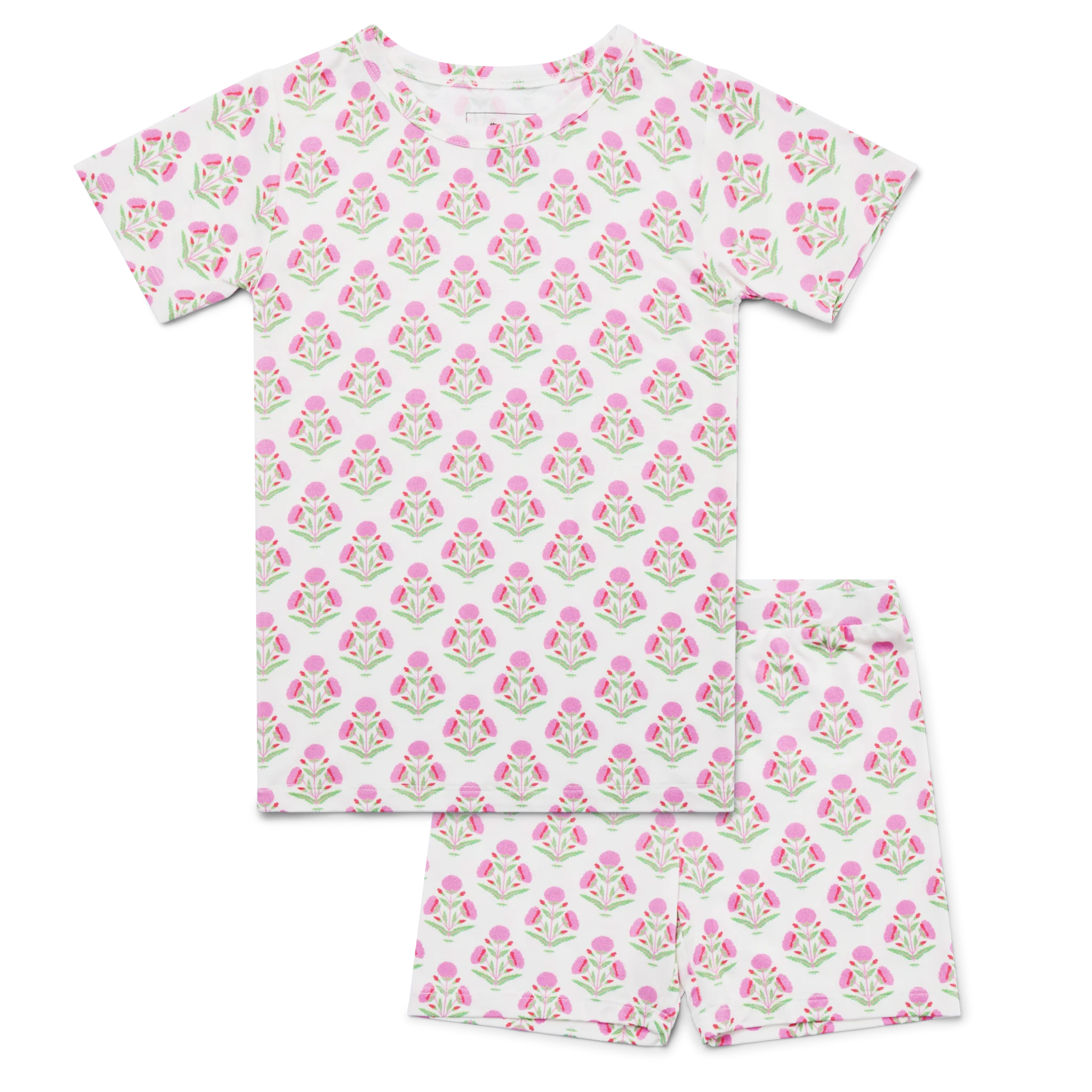 Pink Posy Short Sleeve & Shorts Bamboo Toddler Pajama Set - Image 2