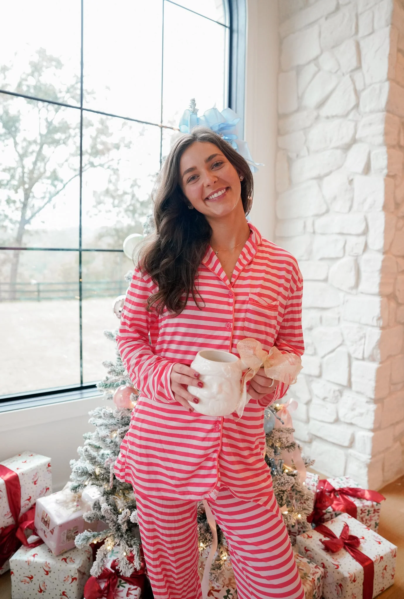 Pink & Red Stripes - Long Pajama Set - Image 13