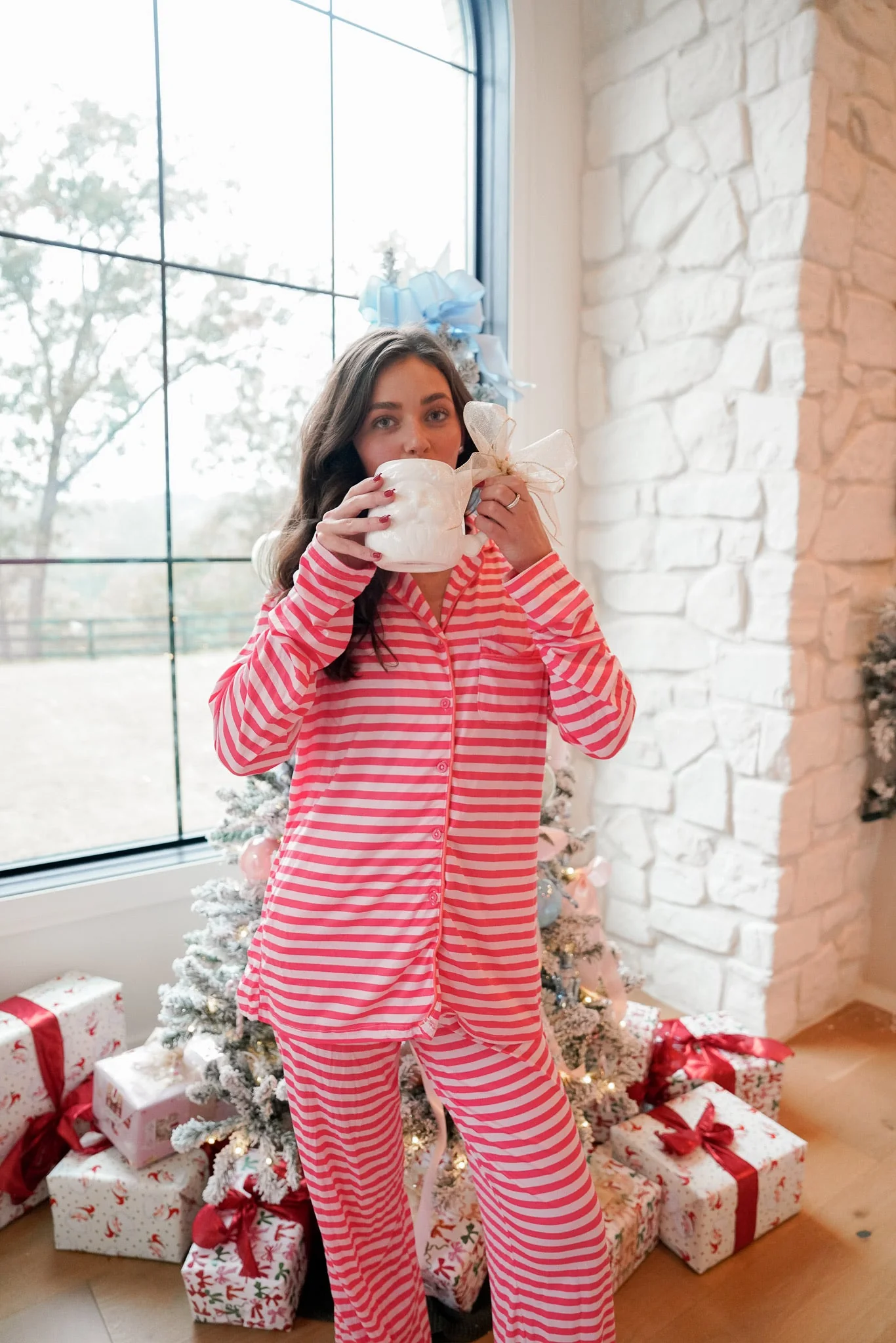 Pink & Red Stripes - Long Pajama Set - Image 16
