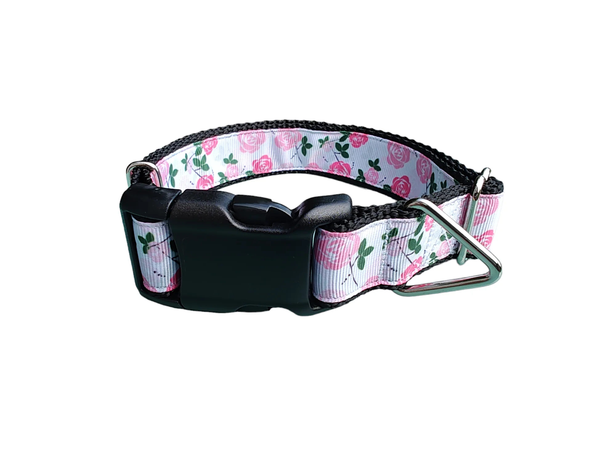 Pink Roses Nylon Dog Collar - Image 2