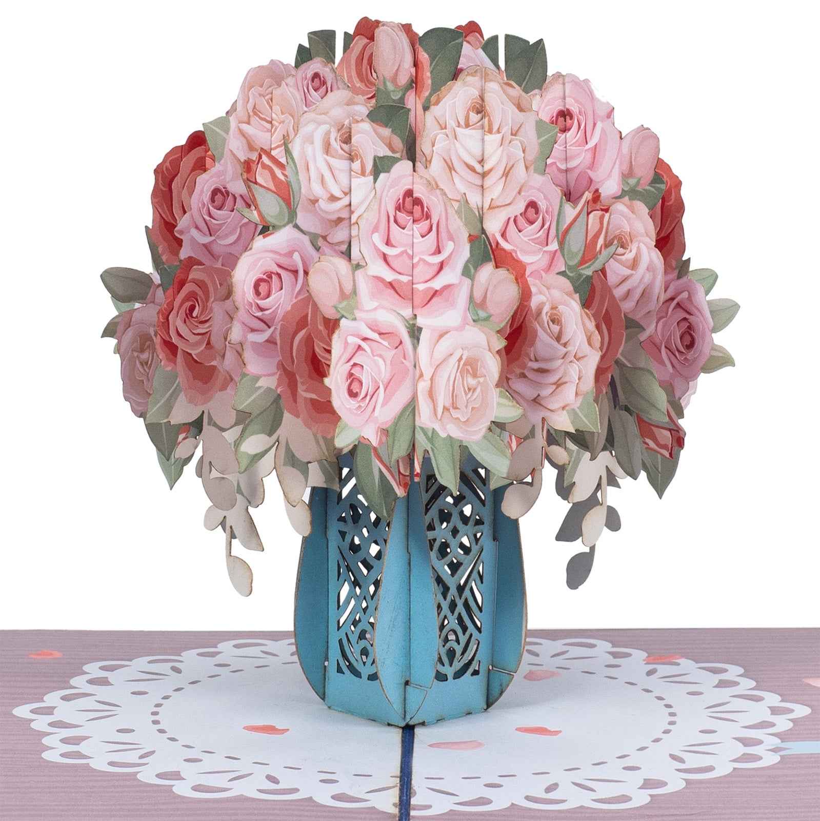 Pink Roses Pop Up Card - Image 3