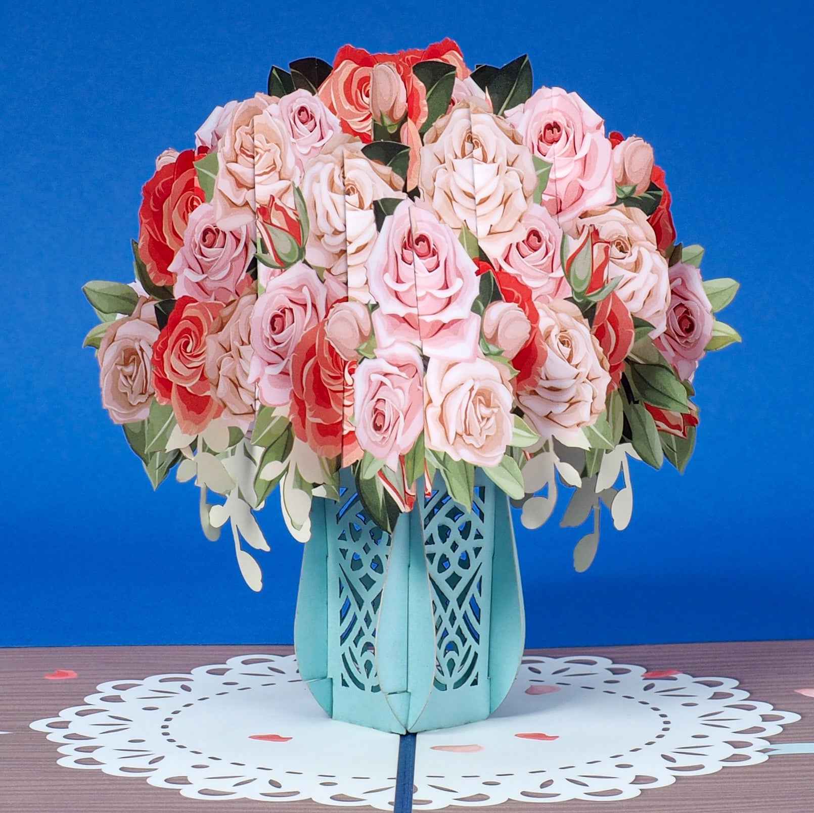 Pink Roses Pop Up Card - Image 4