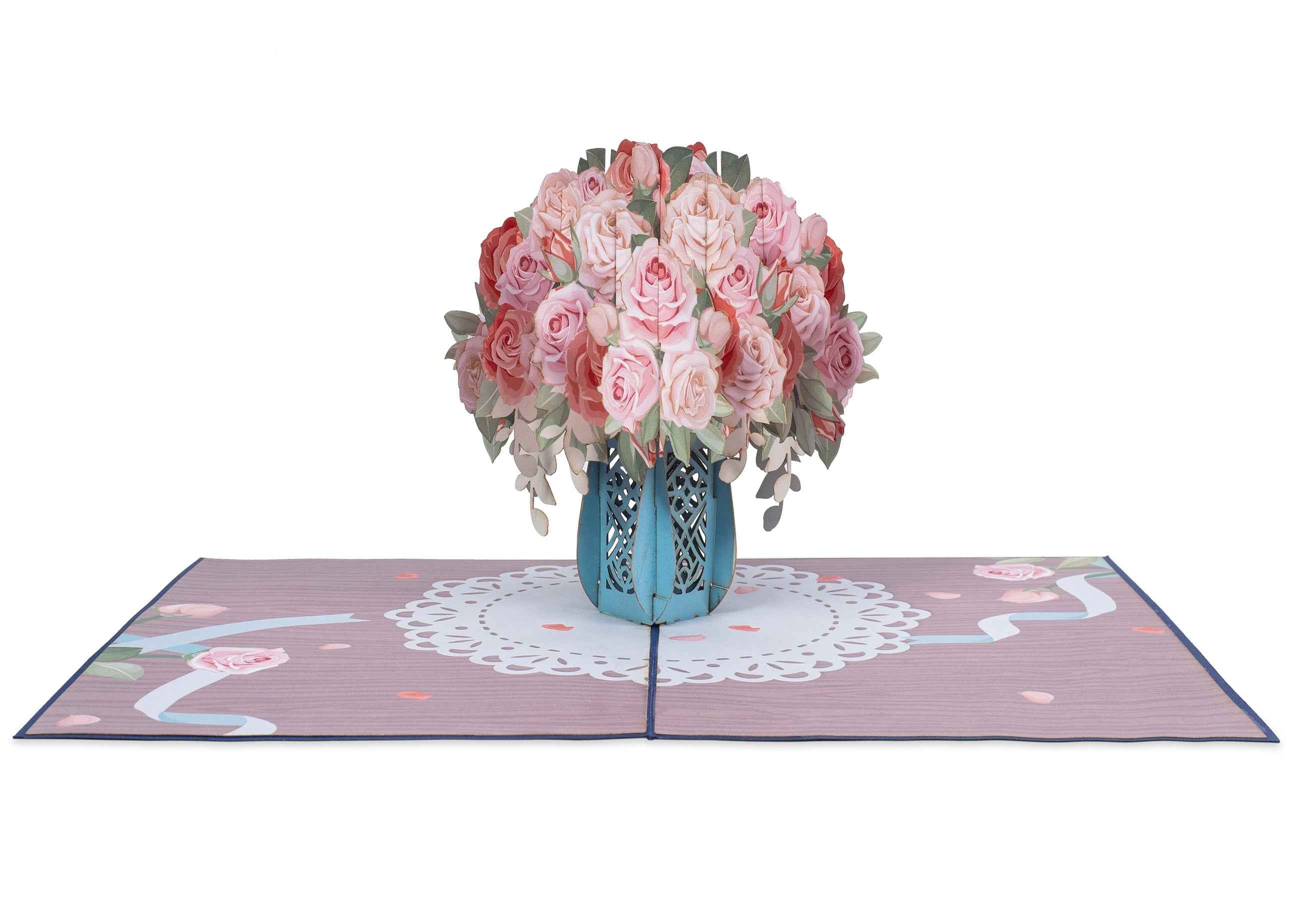 Pink Roses Pop Up Card - Image 5