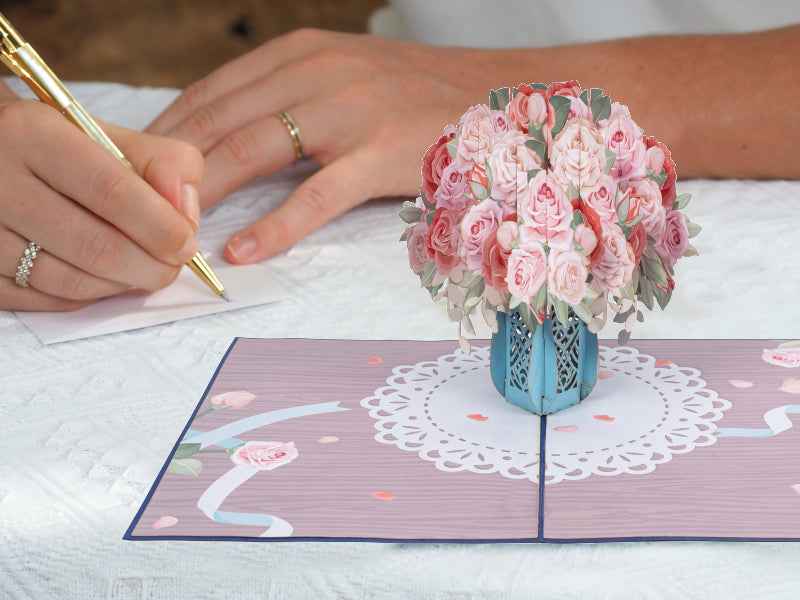 Pink Roses Pop Up Card - Image 6