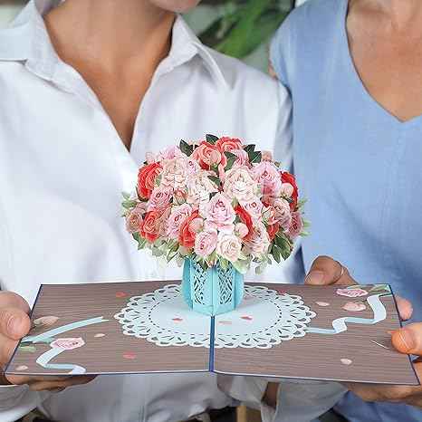 Pink Roses Pop Up Card - Image 9