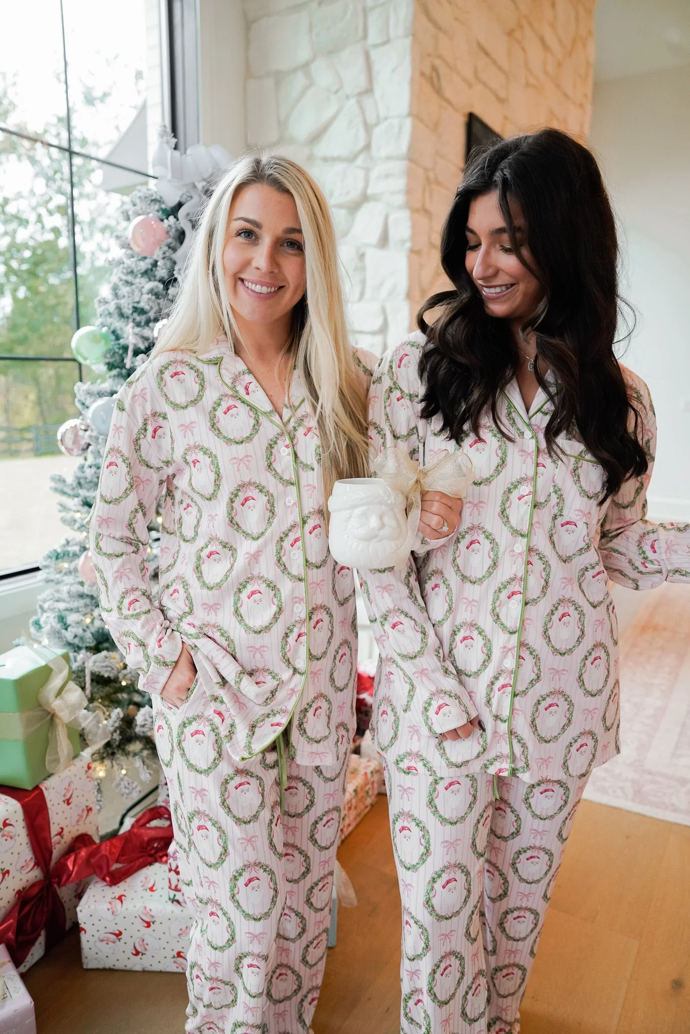 Pink Santa - Ribbed Long Pajama Set - Image 3