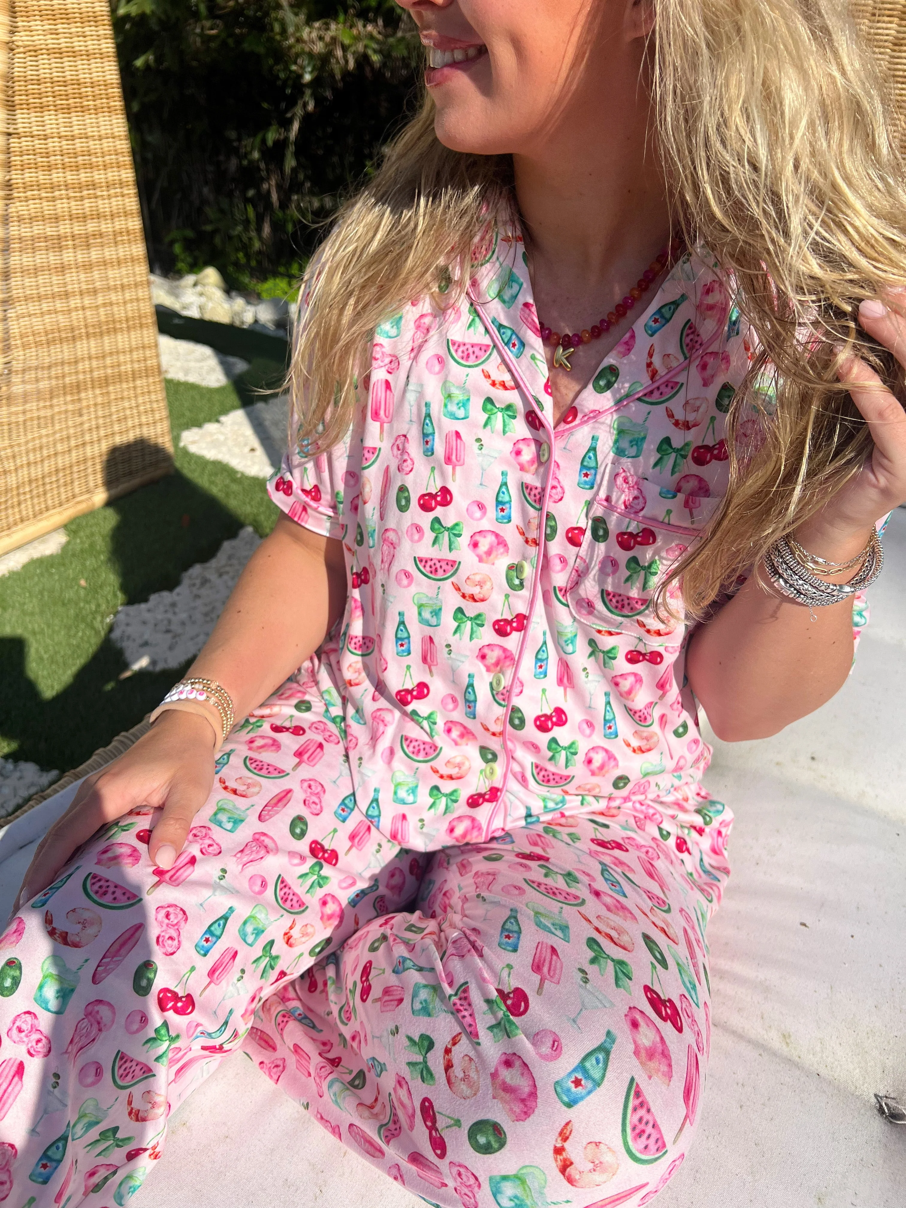 Pink Summer Spritz - Short Sleeve + Pant Pajama Set - Image 10