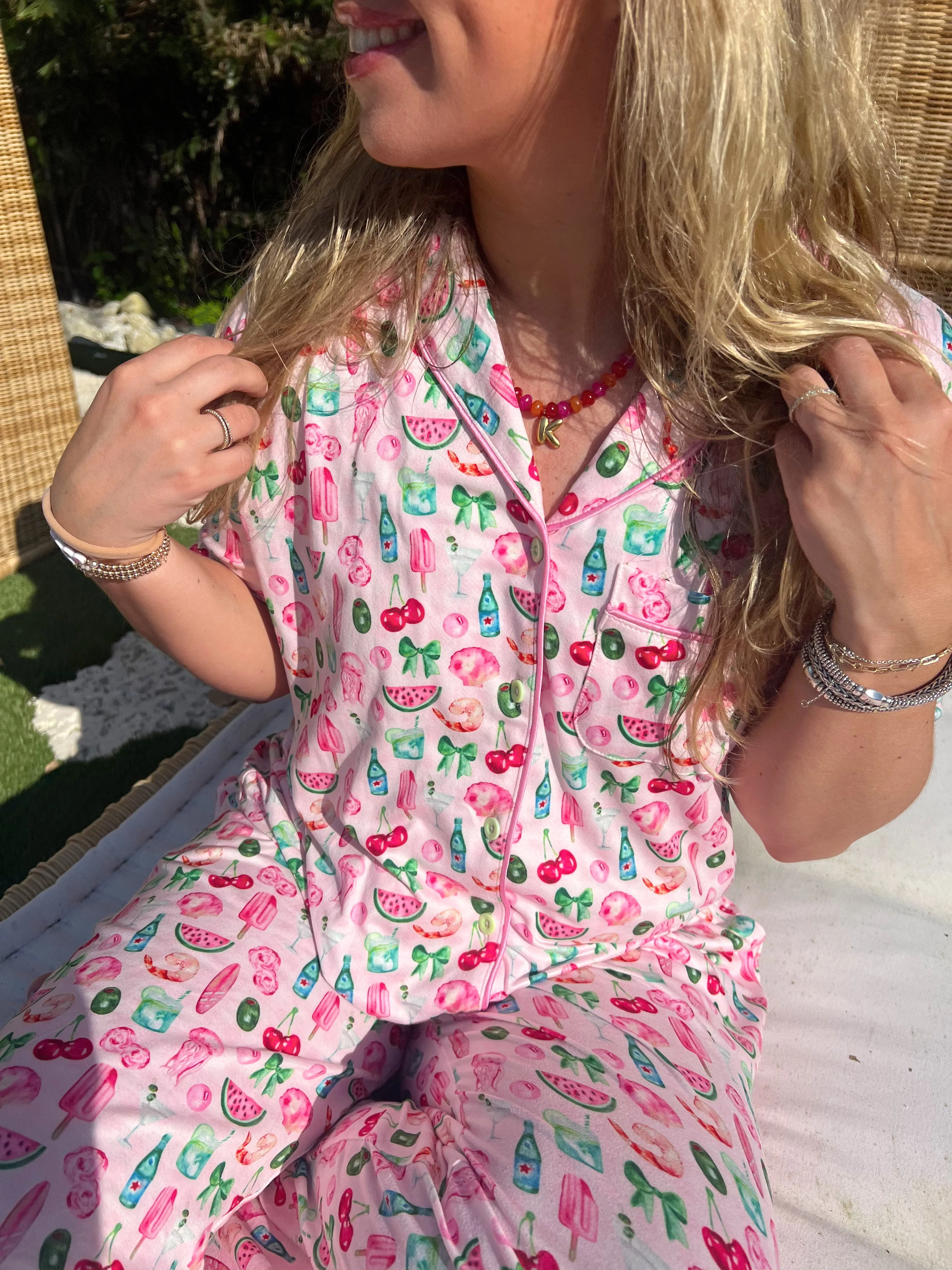 Pink Summer Spritz - Short Sleeve + Pant Pajama Set - Image 3
