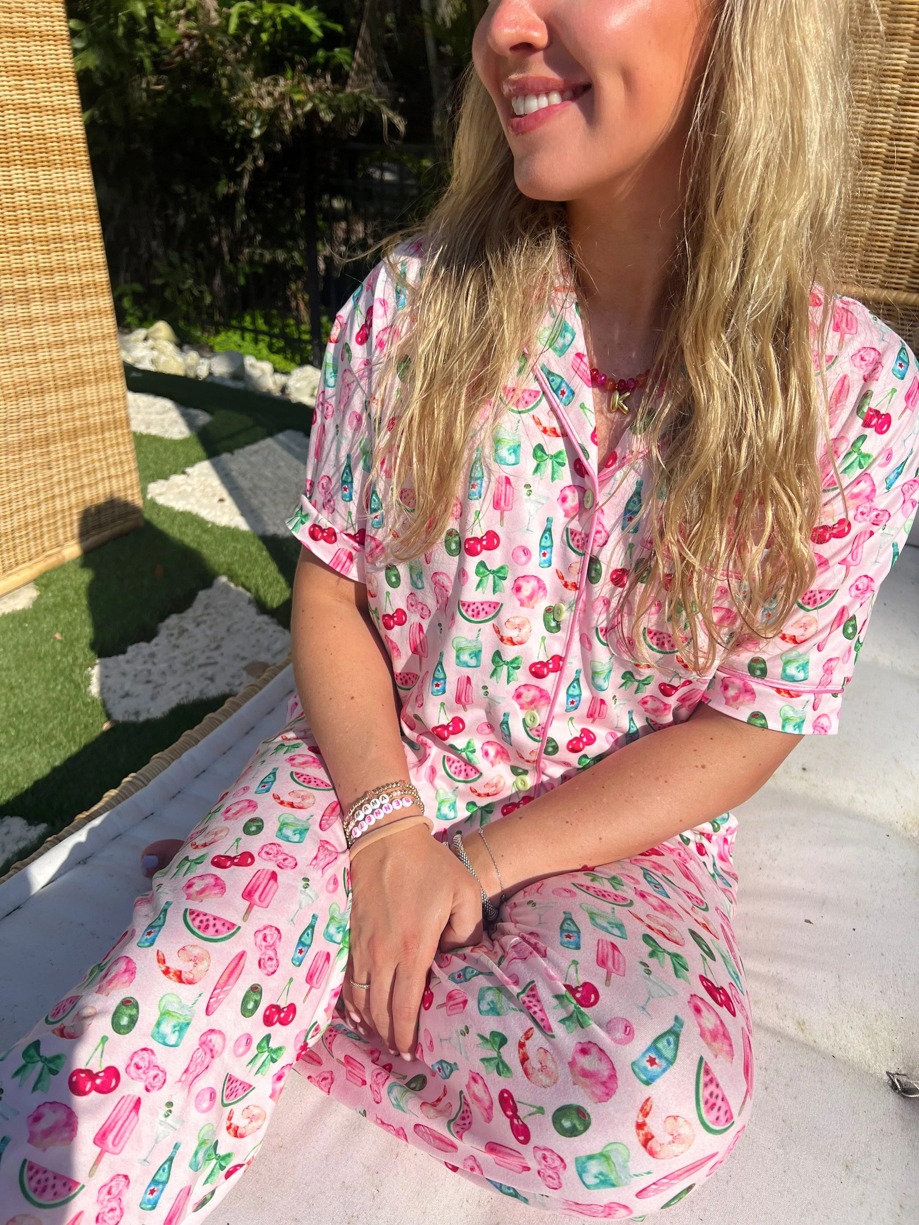 Pink Summer Spritz - Short Sleeve + Pant Pajama Set - Image 6