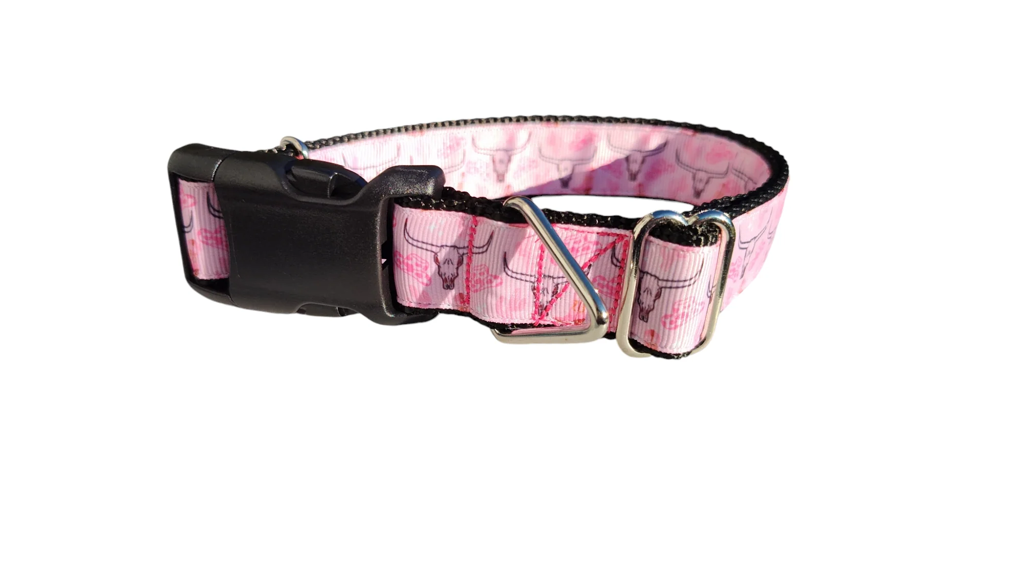 Pink Western Longhorn Nylon Dog Collar - Image 2
