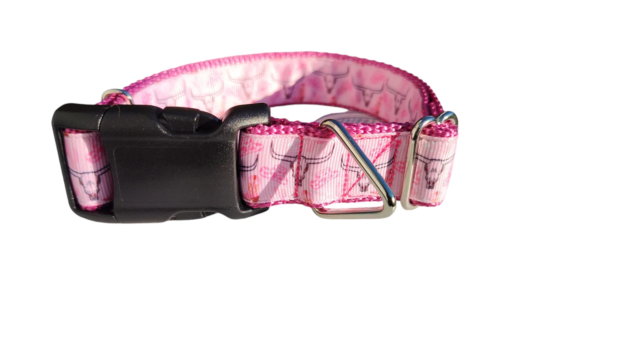 Pink Western Longhorn Nylon Dog Collar - Image 4