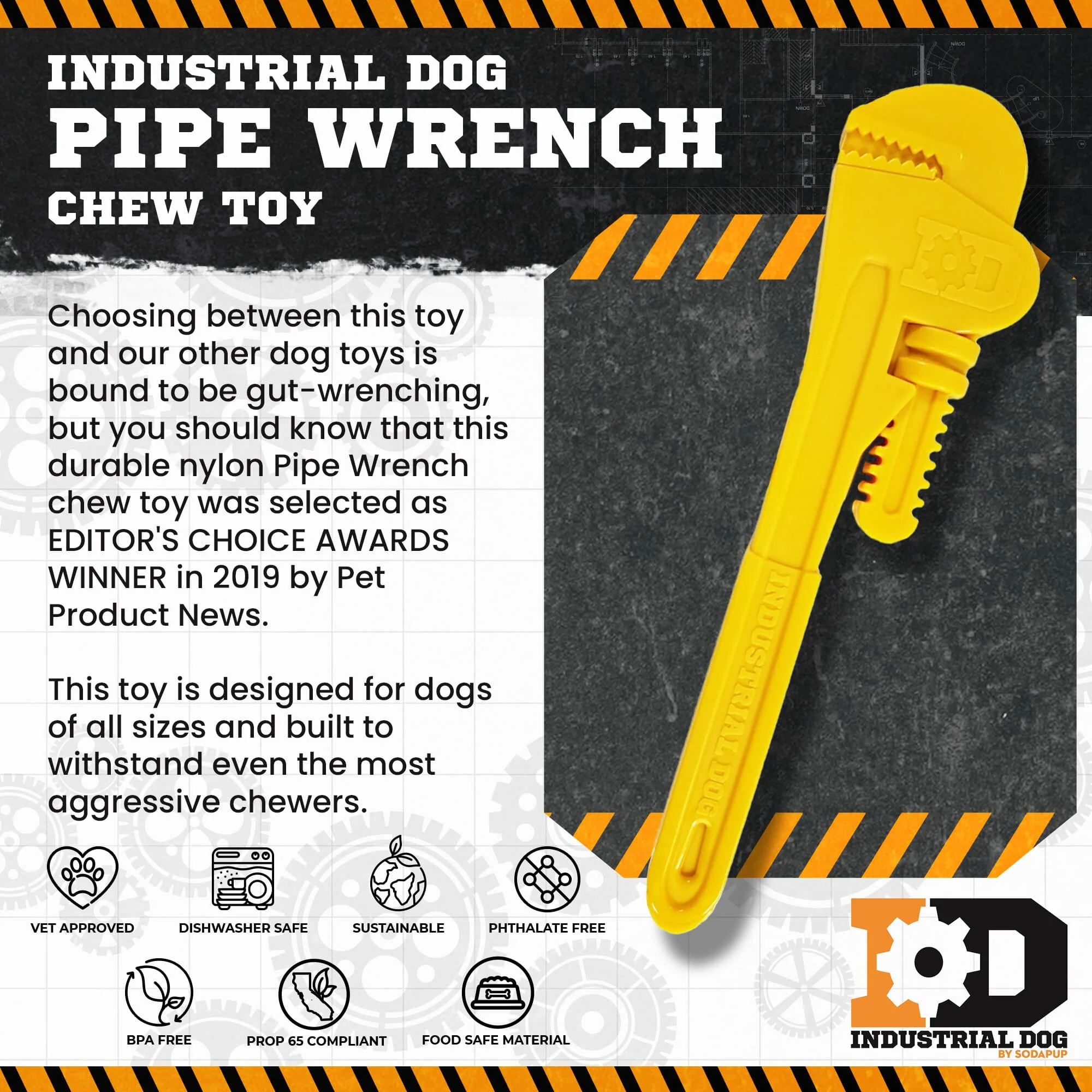 Pipe Wrench Nylon Dog Toy for Aggressive Chewers | USA Made | SodaPup - Image 5