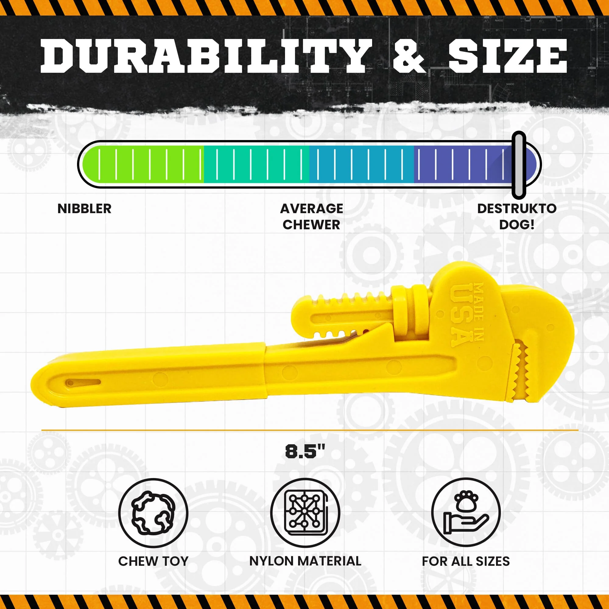 Pipe Wrench Nylon Dog Toy for Aggressive Chewers | USA Made | SodaPup - Image 7