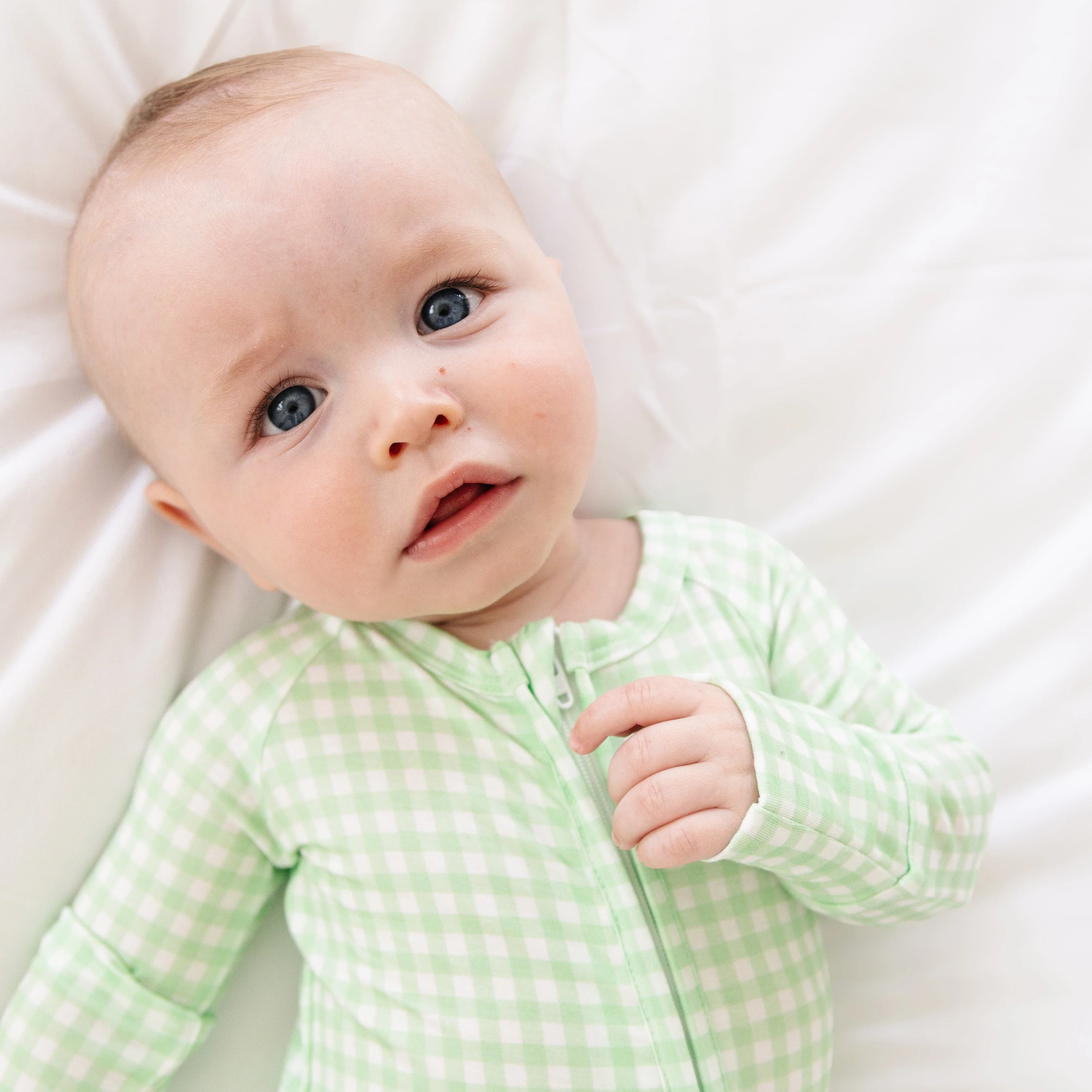 Pistachio Gingham Bamboo Sleeper - Image 3