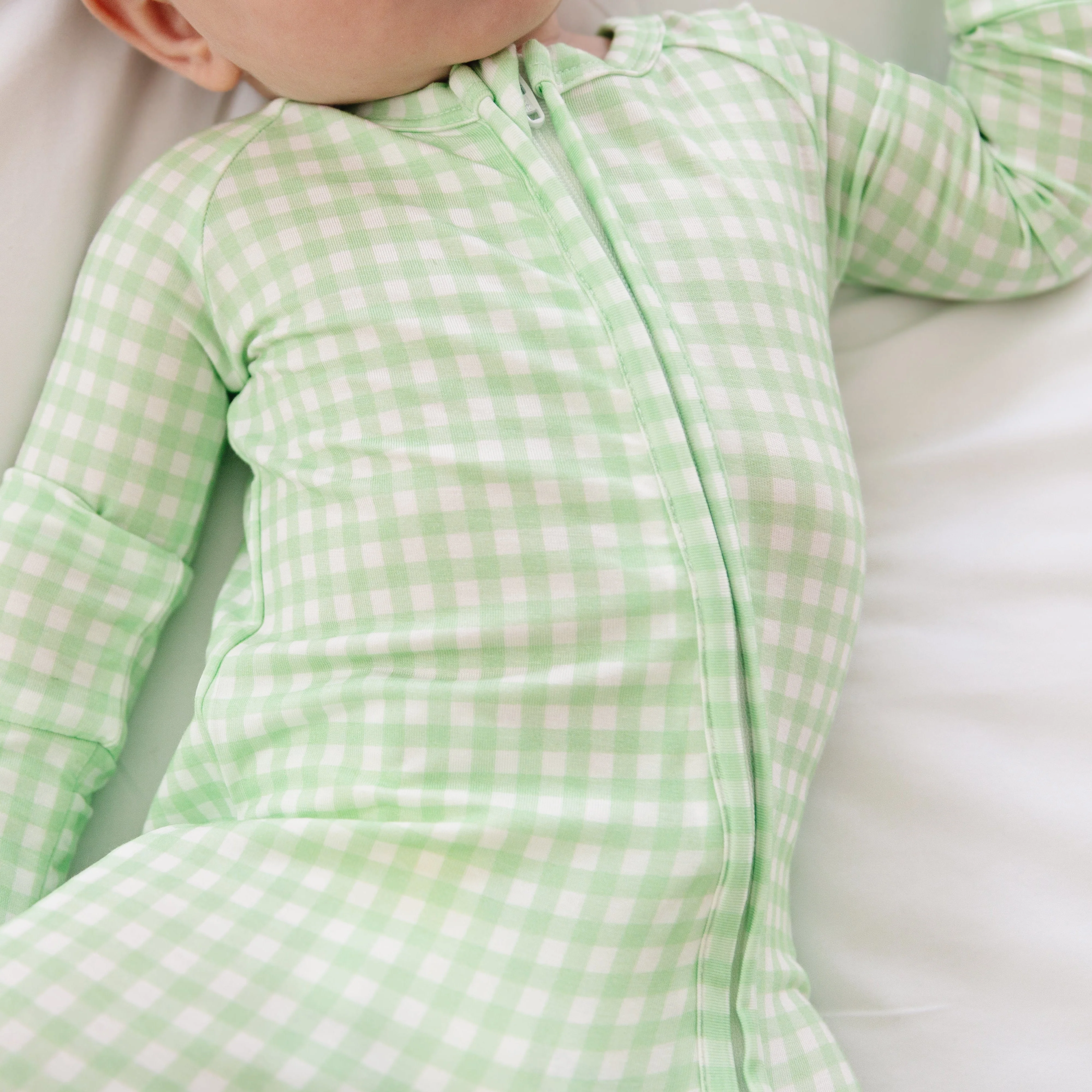 Pistachio Gingham Bamboo Sleeper - Image 4