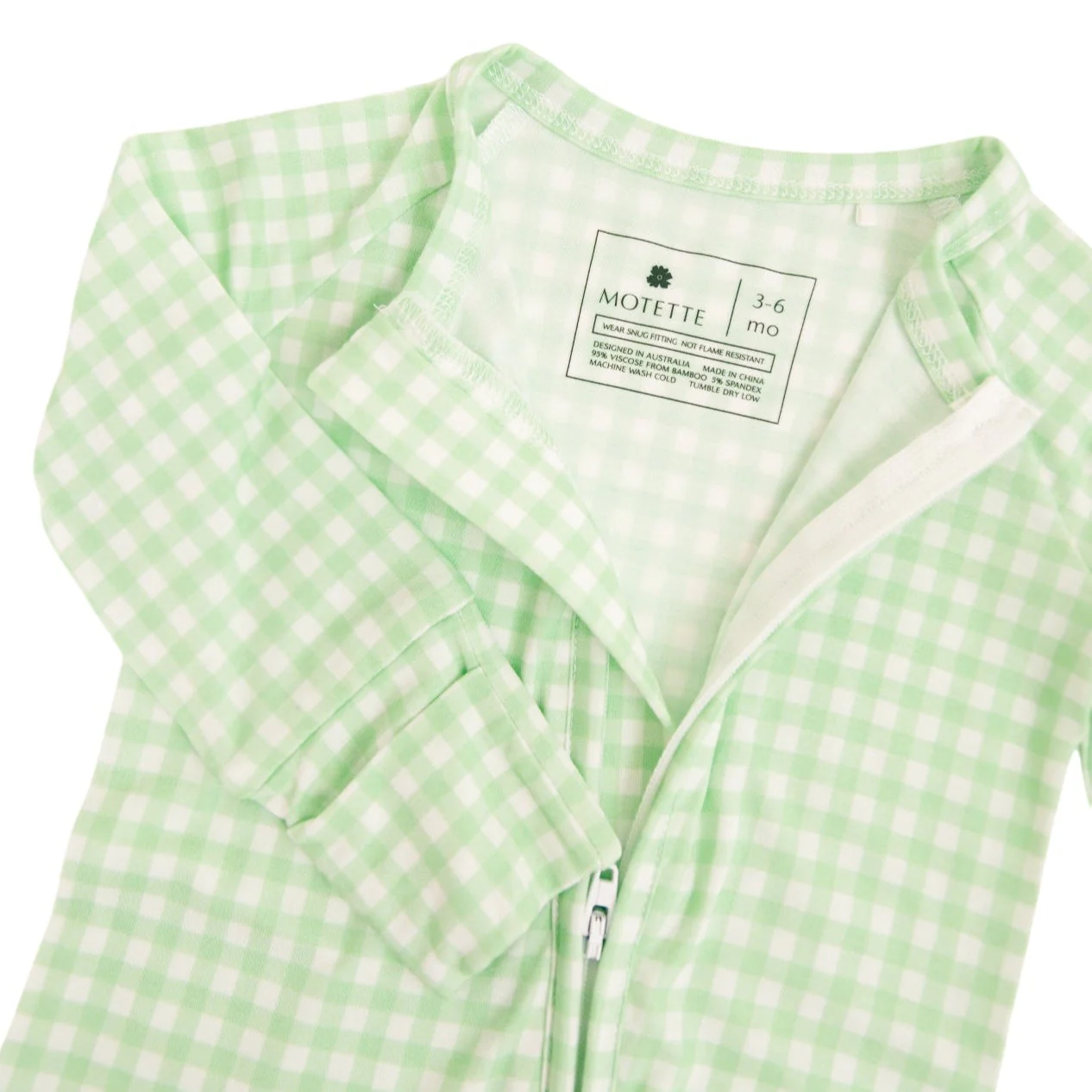 Pistachio Gingham Bamboo Sleeper - Image 7