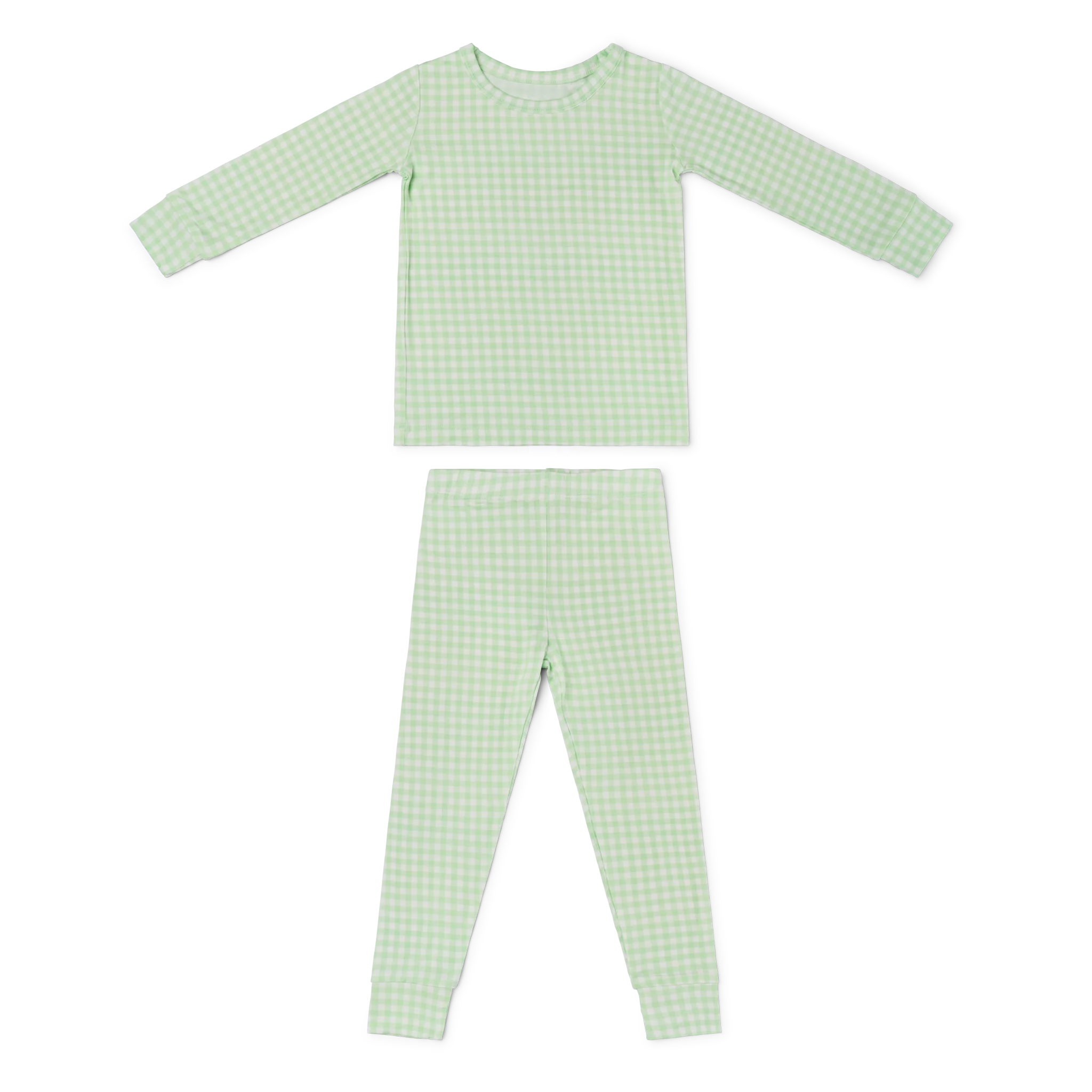 Pistachio Gingham Bamboo Toddler Pajama Set - Image 2
