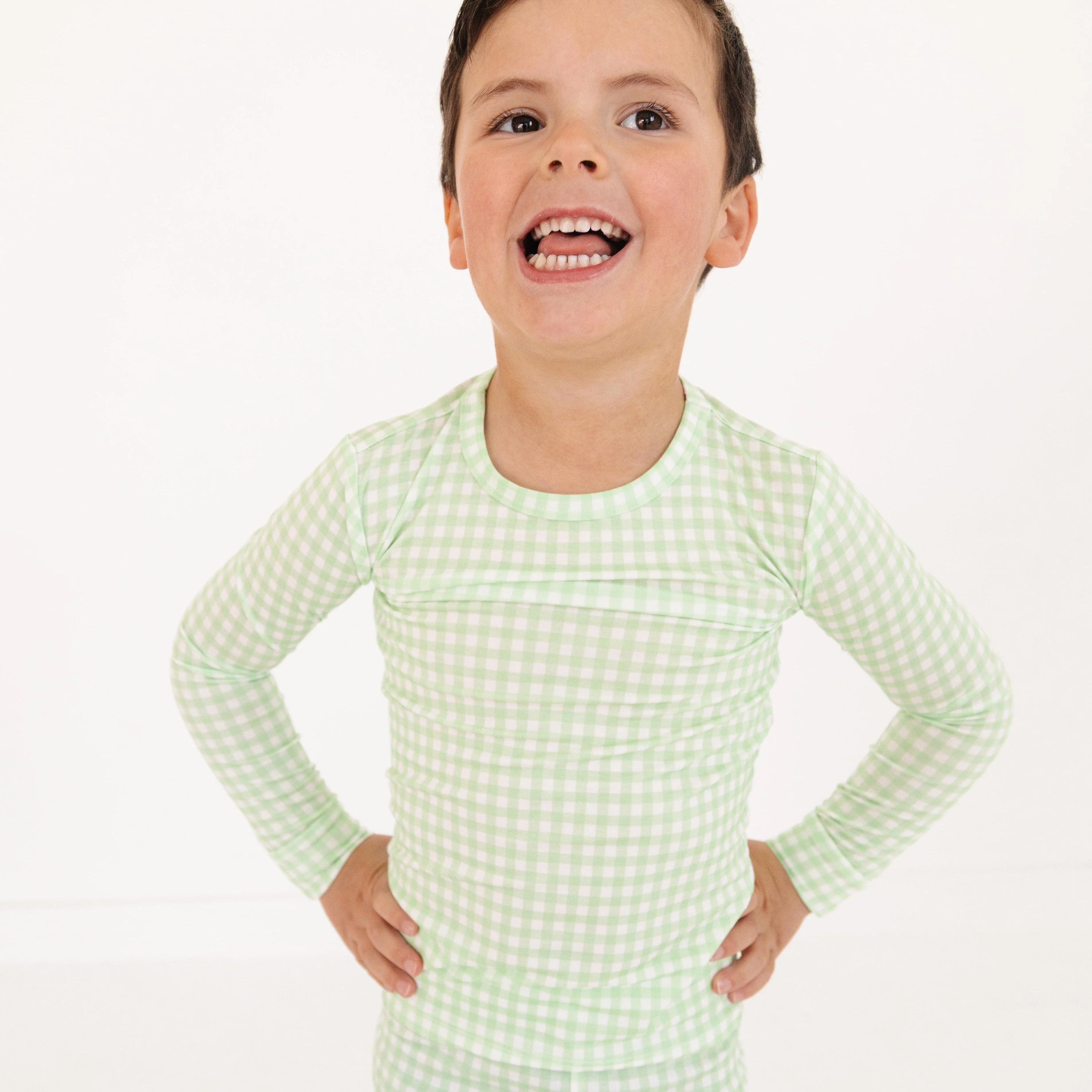 Pistachio Gingham Bamboo Toddler Pajama Set - Image 3