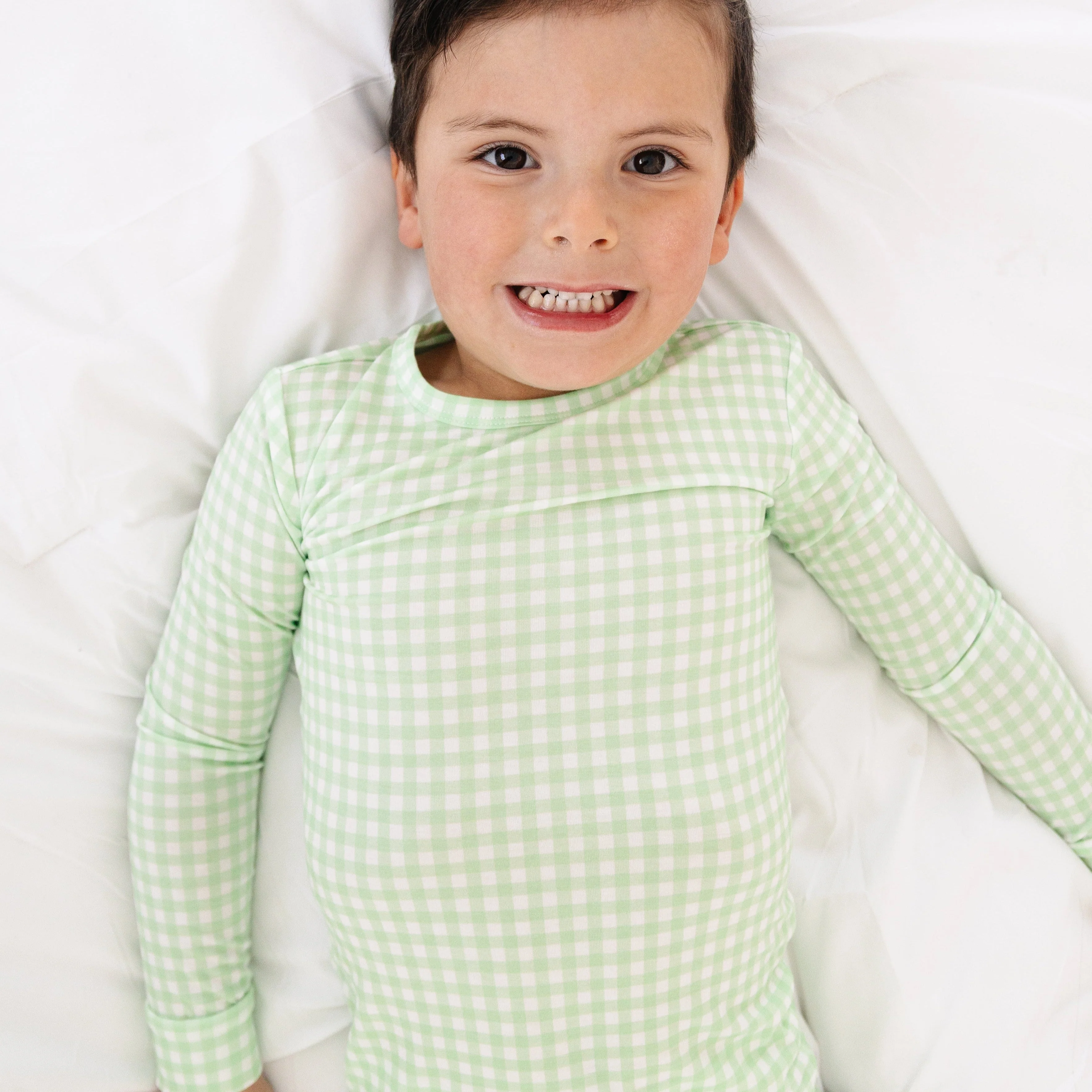 Pistachio Gingham Bamboo Toddler Pajama Set - Image 4