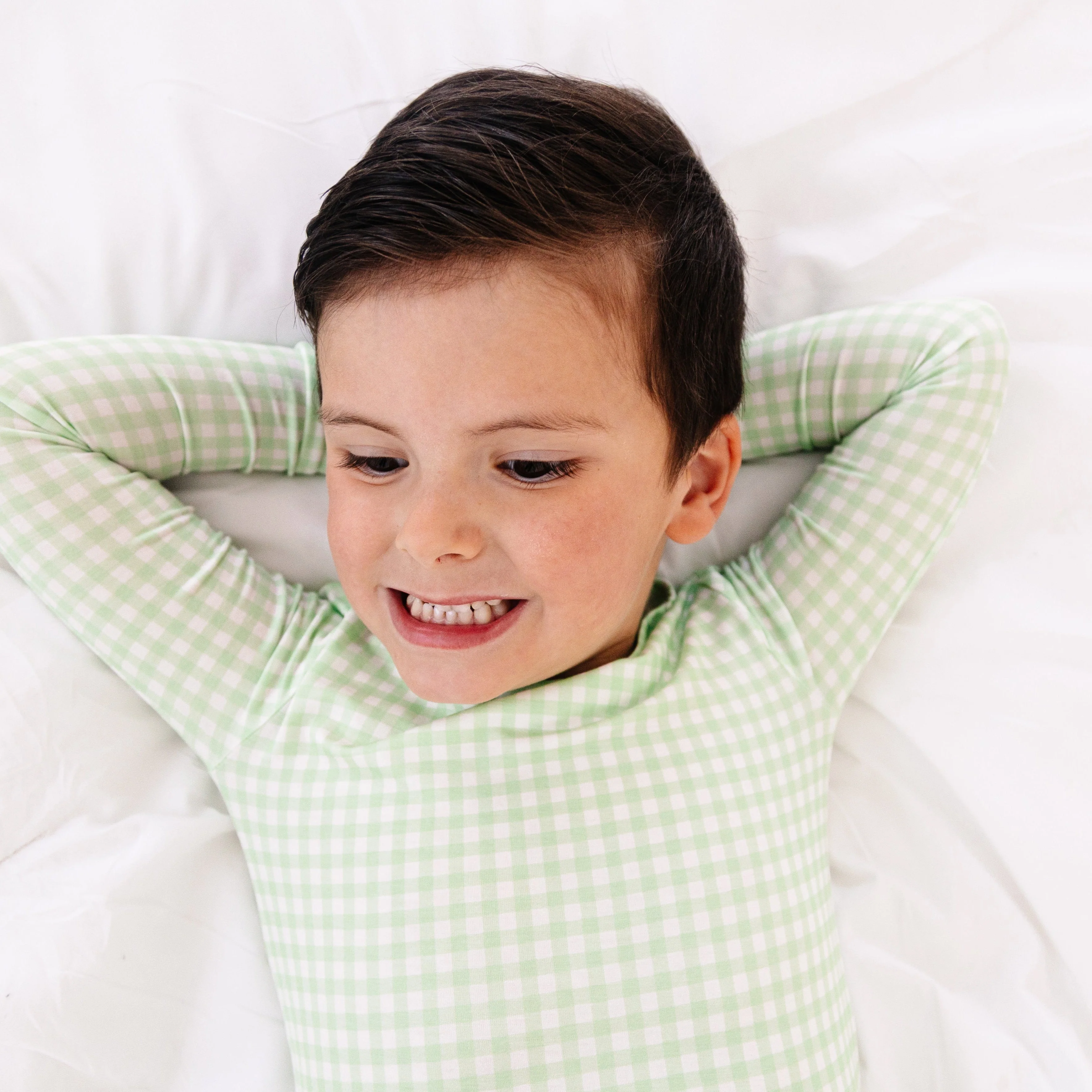 Pistachio Gingham Bamboo Toddler Pajama Set - Image 5
