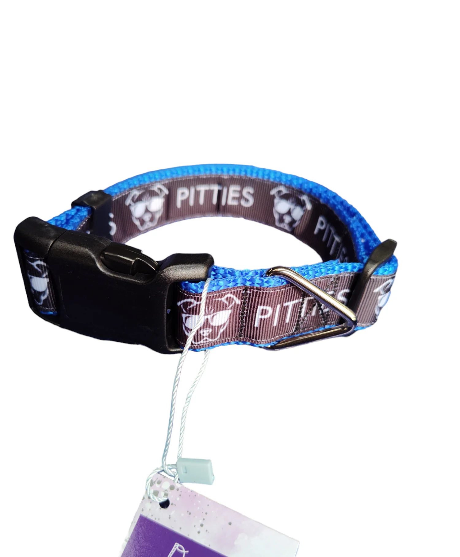 Pitties Pitbull Blue Nylon Dog Collar MD, LG, XL, Leash - Image 2
