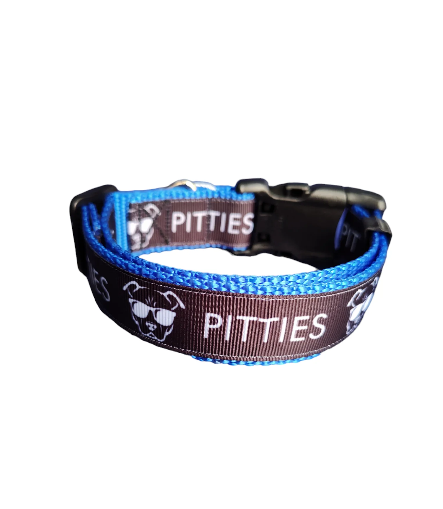 Pitties Pitbull Blue Nylon Dog Collar MD, LG, XL, Leash - Image 3